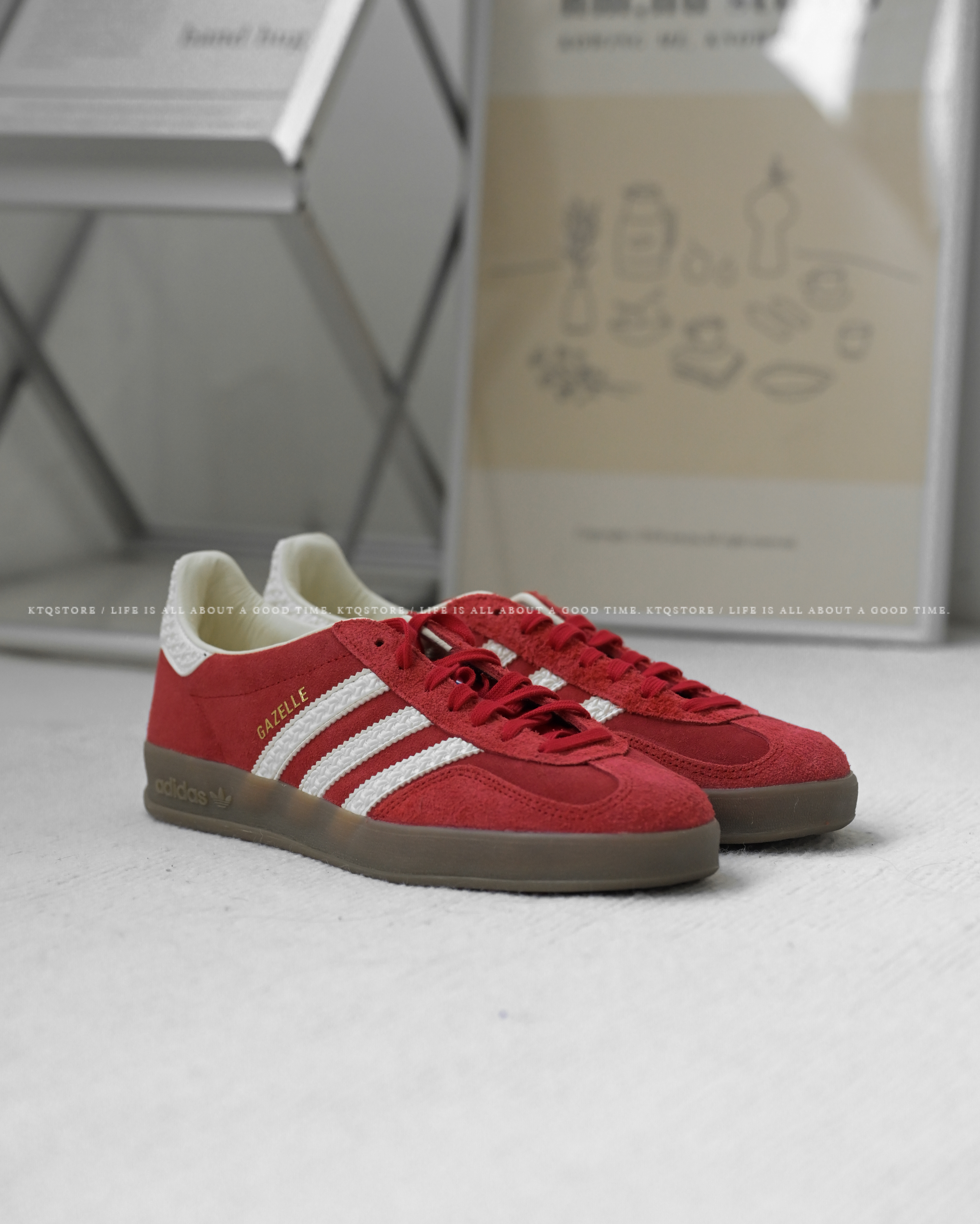KTQ STORE ‧ adidas Gazelle Indoor "Better Scarlet Off White Gum" 白紅浮雕 IF1808