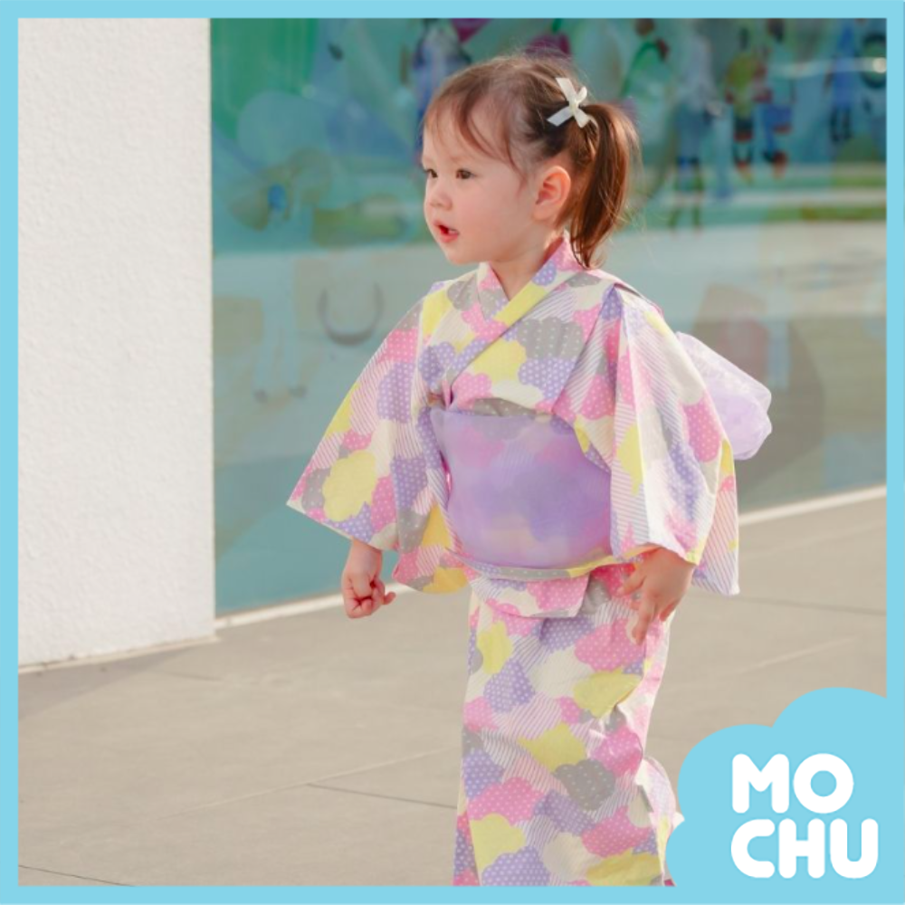 彩色雲朵和服三件組