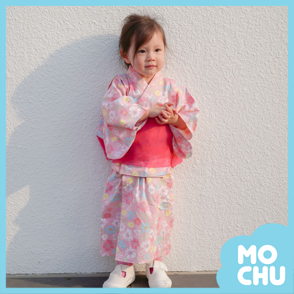 粉嫩花朵和服三件組
