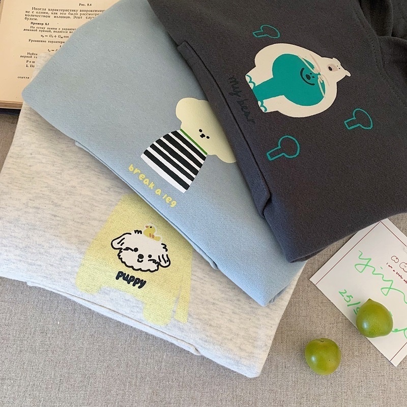 日系感小狗小熊帽T