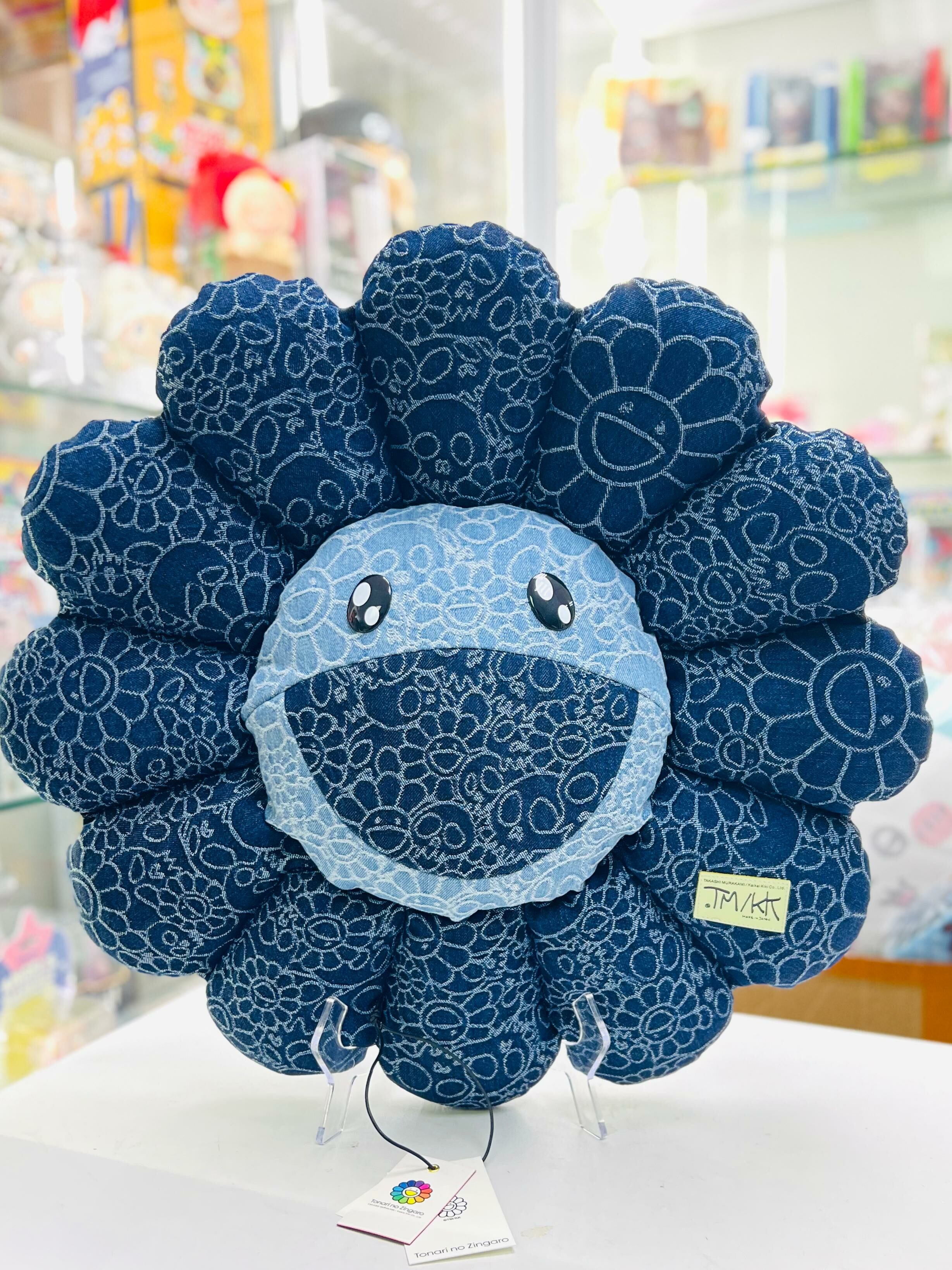 Flower & Skulls Jacquard Demin Flower Cushion (Colour 03)