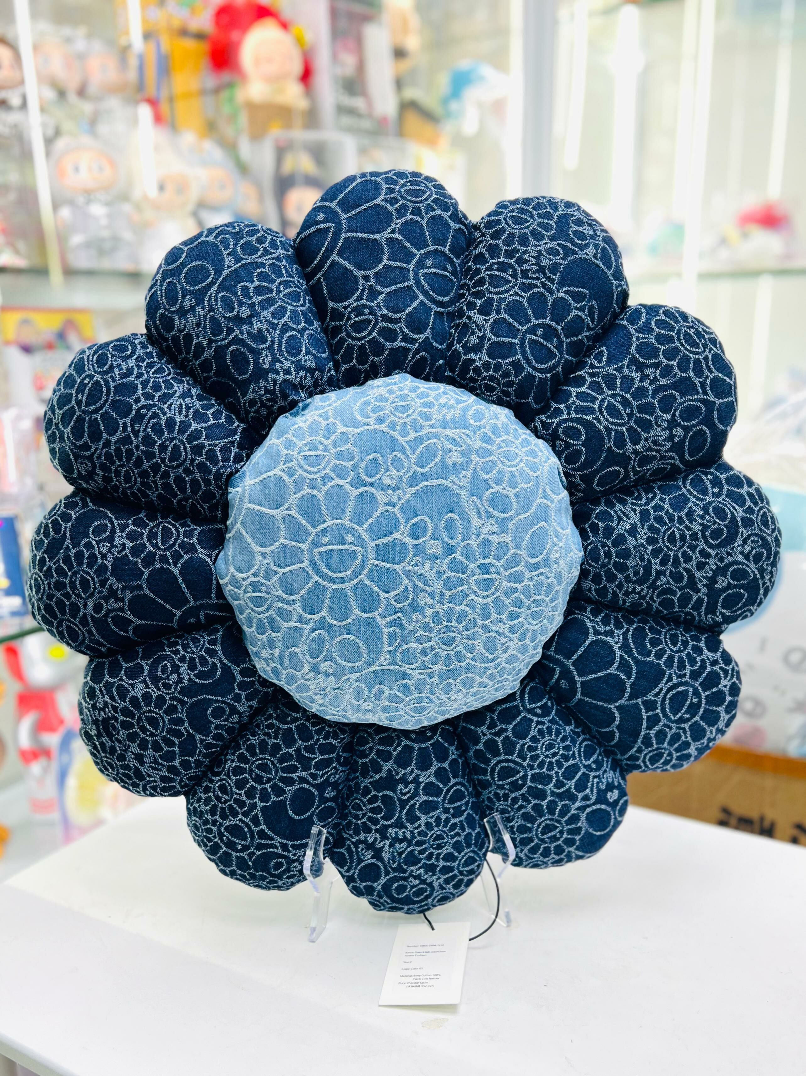 Flower & Skulls Jacquard Demin Flower Cushion (Colour 03)