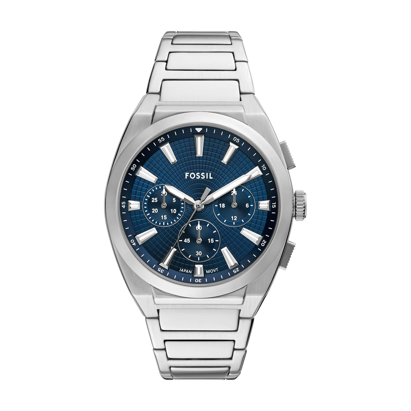 Everett 極簡冥海時尚三眼手錶 銀色不鏽鋼錶帶 44 MM FS6104