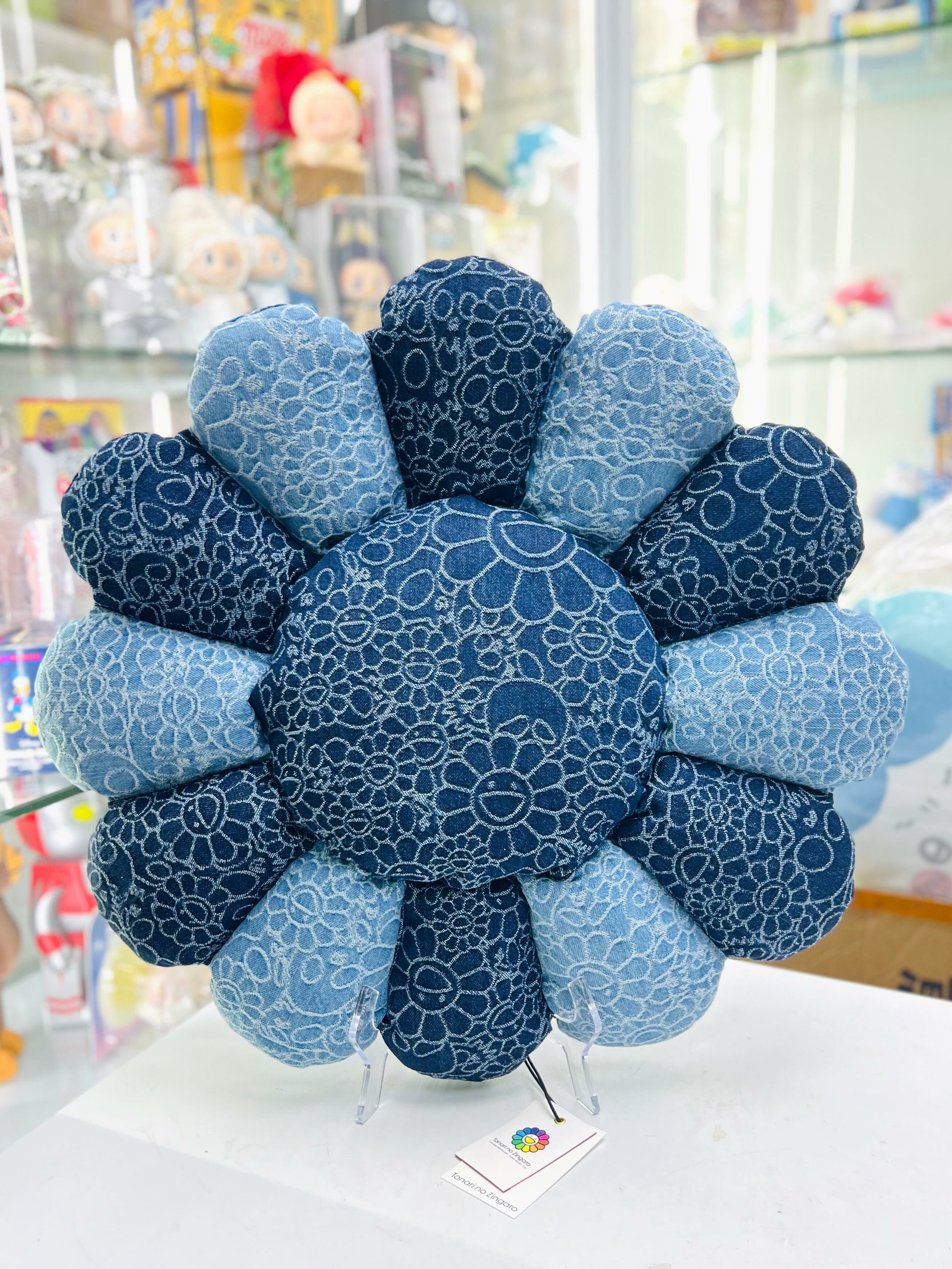 Flower & Skulls Jacquard Demin Flower Cushion (Colour 01)