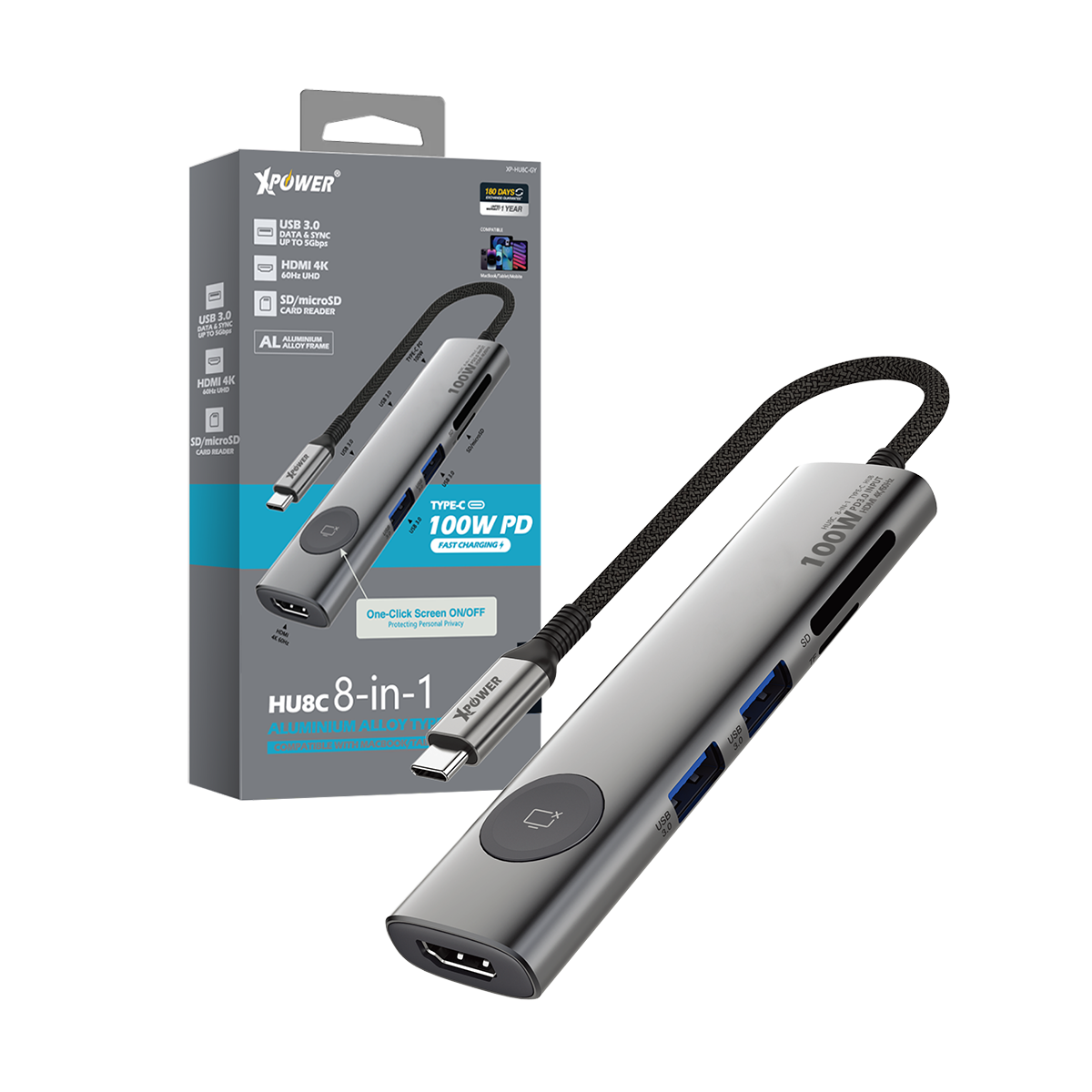 XPower HU8C 8合1 100W PD Hub