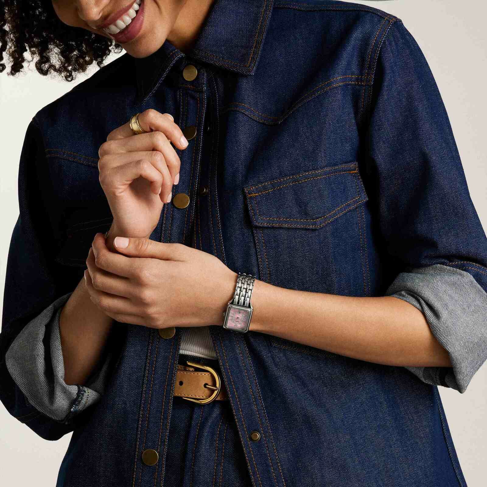 Raquel 銀韻女伶嫣粉女錶 銀色不鏽鋼錶帶手錶 26 MM ES5401