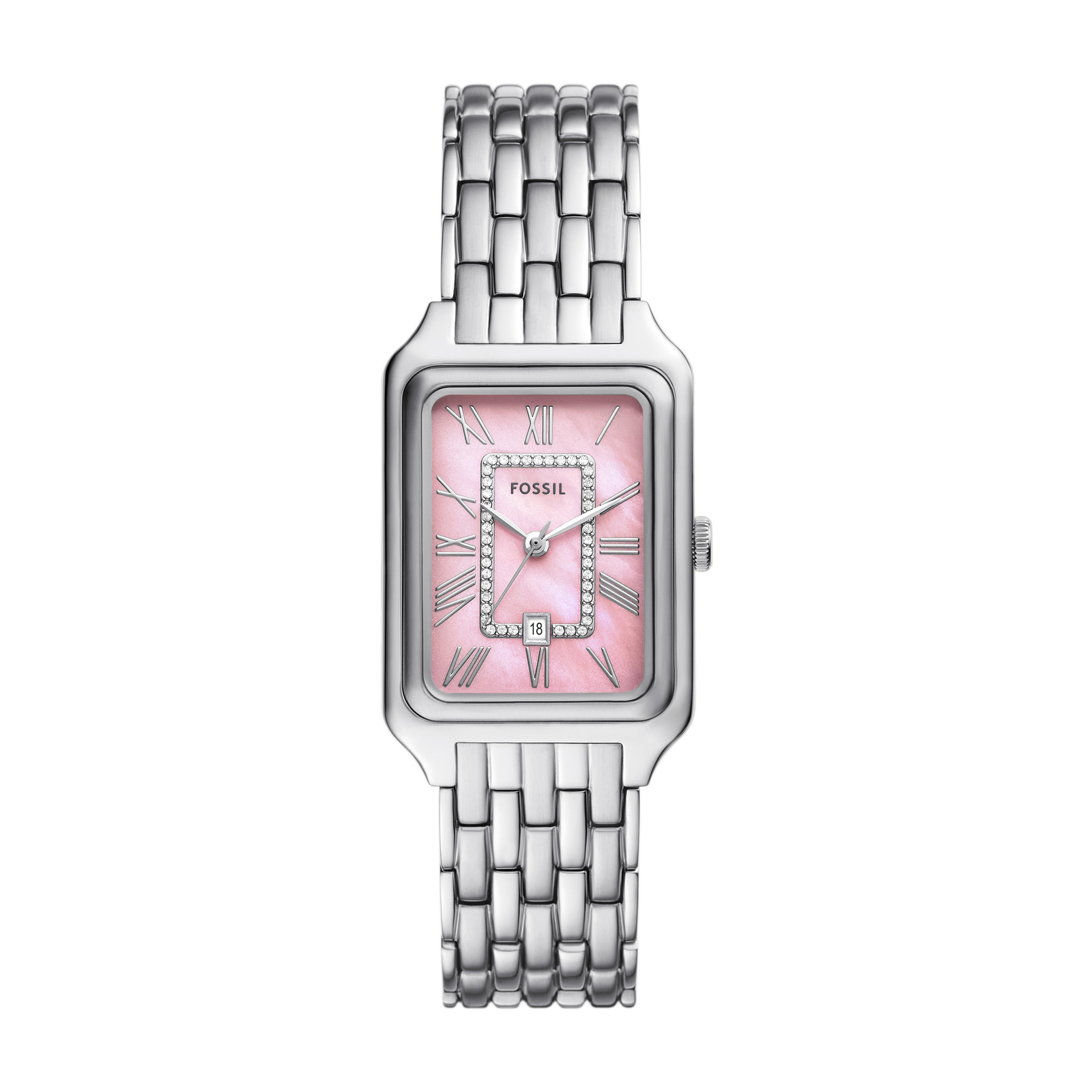 Raquel 銀韻女伶嫣粉女錶 銀色不鏽鋼錶帶手錶 26 MM ES5401