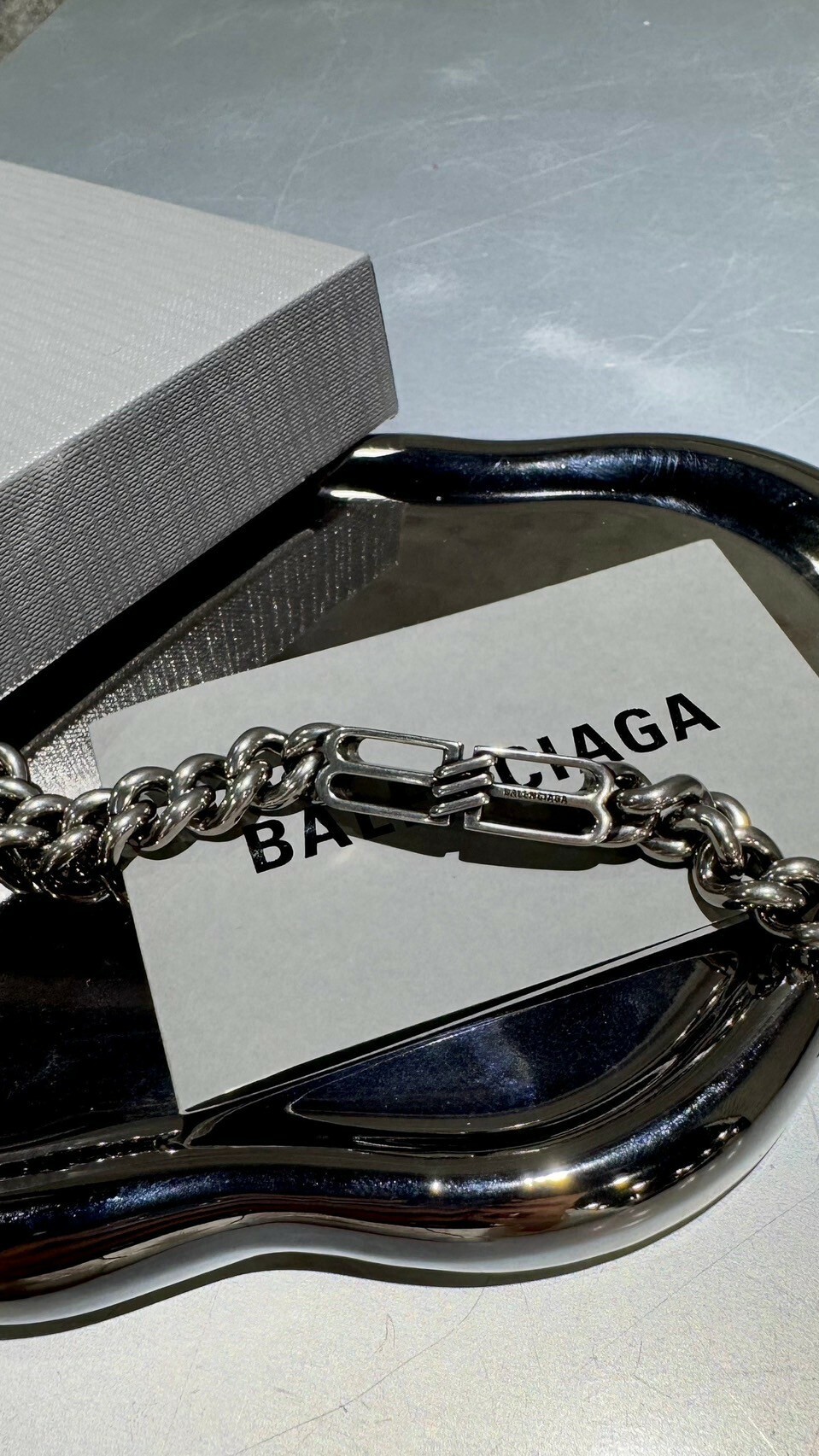 BALENCIAGA 經典款 雙B古巴銀手鏈