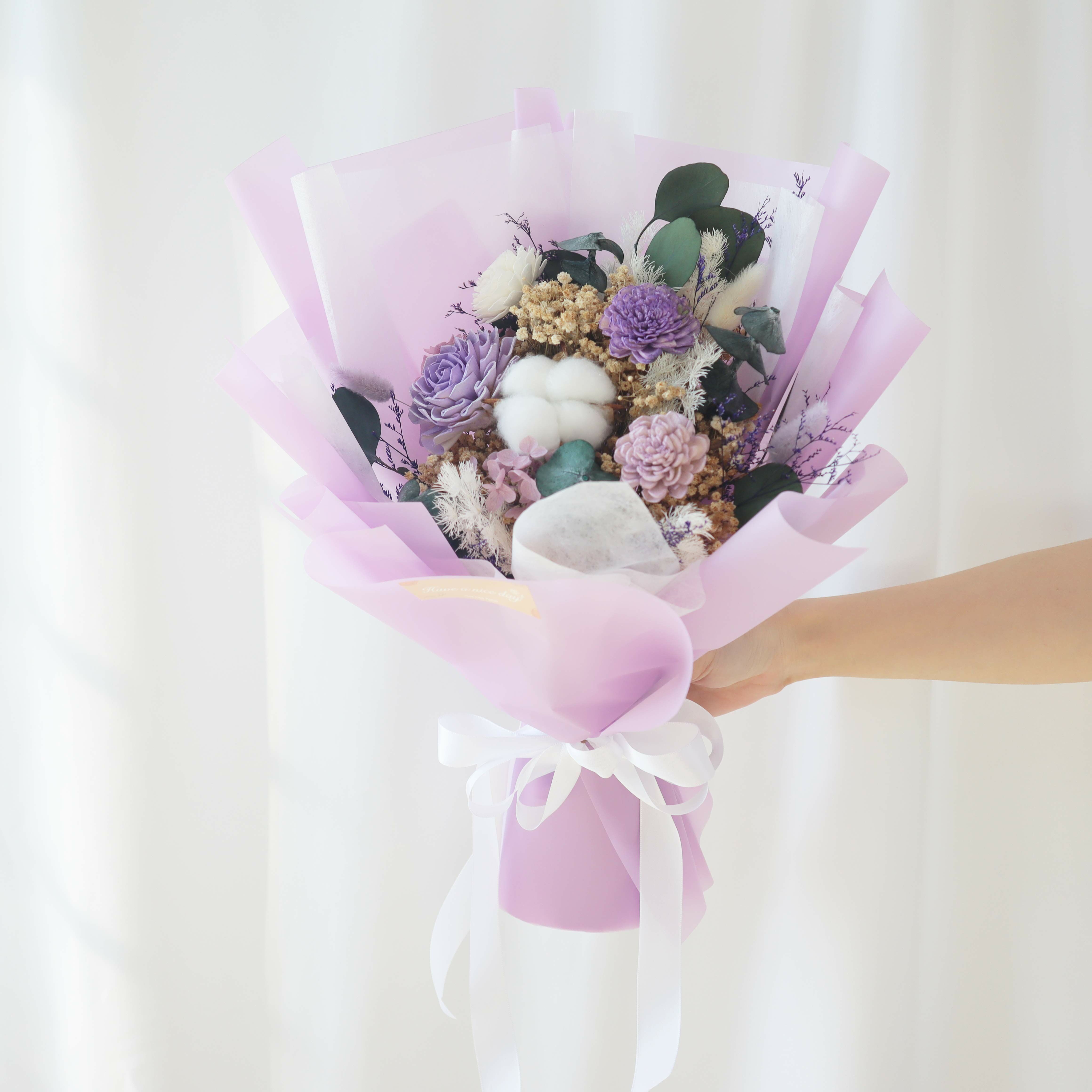 乾燥花束|葡萄紫乾燥花束(M)|中型花束|永生花|情人節花束|畢業花束|母親節花束