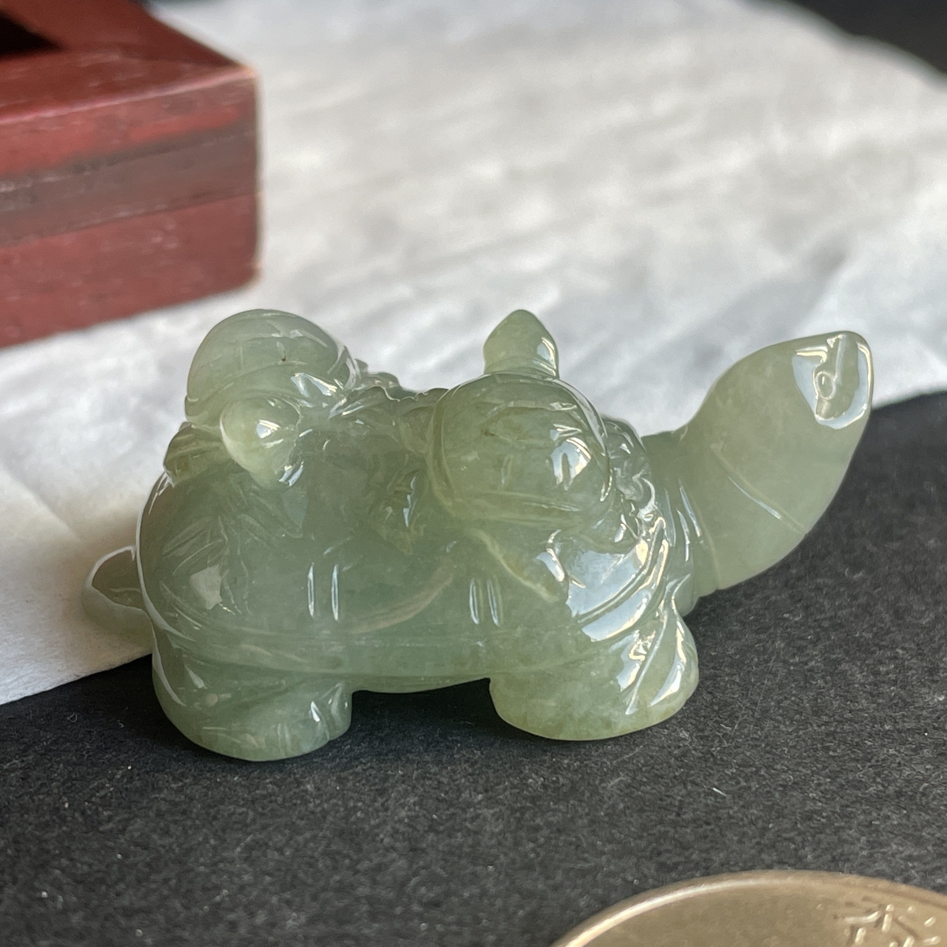 J2167 翡翠冰綠長壽龜一族吊墜/小擺件