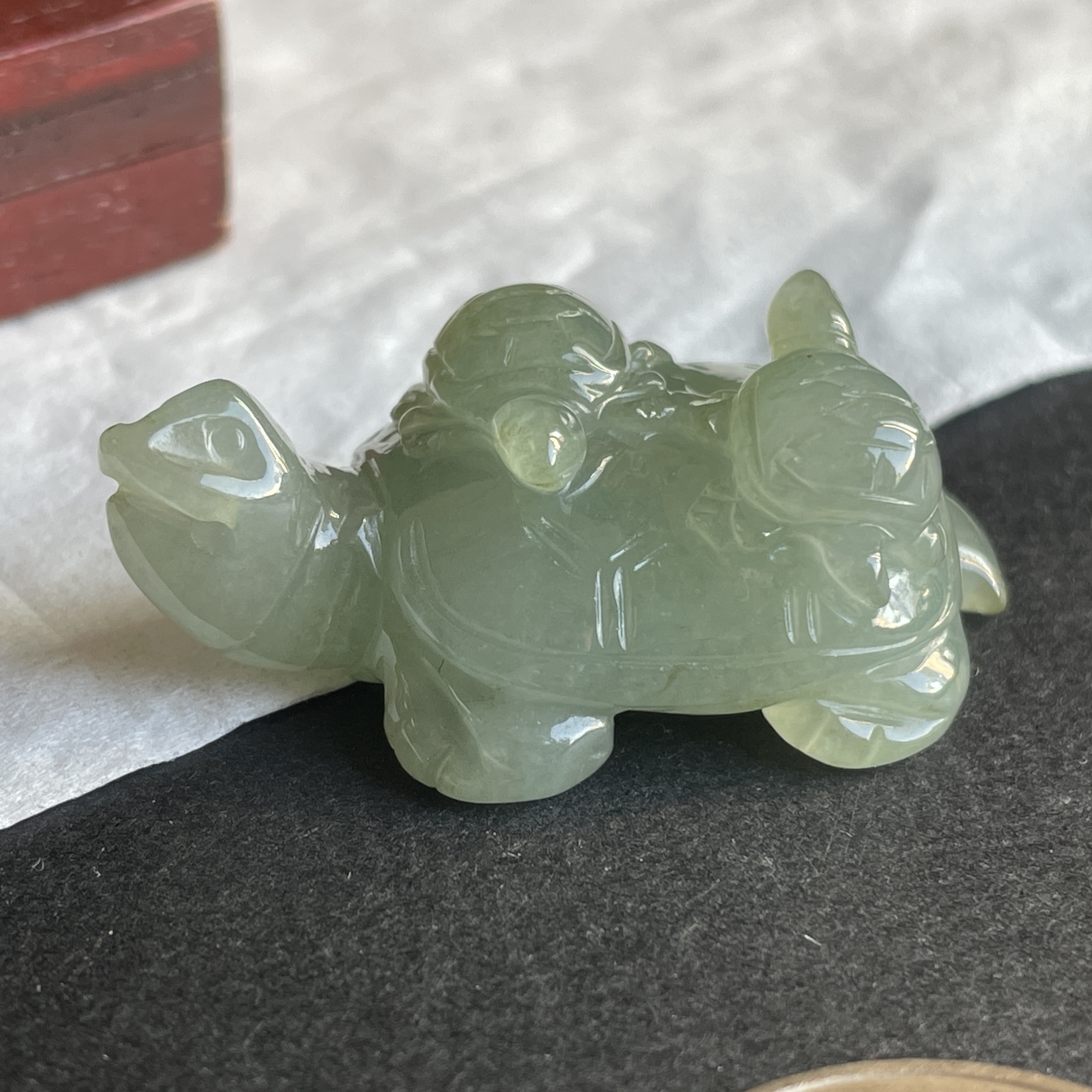 J2167 翡翠冰綠長壽龜一族吊墜/小擺件