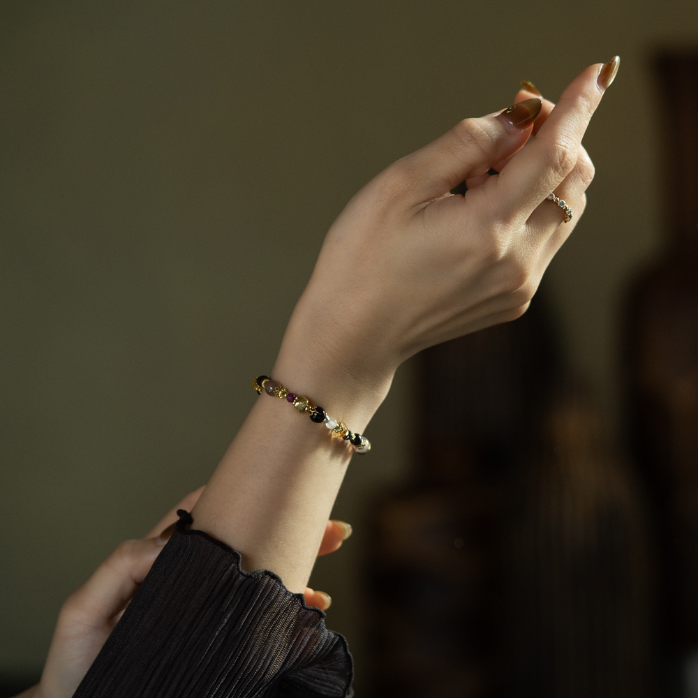 柔軟日常｜茶晶黃水晶紅寶石手鍊 C1685