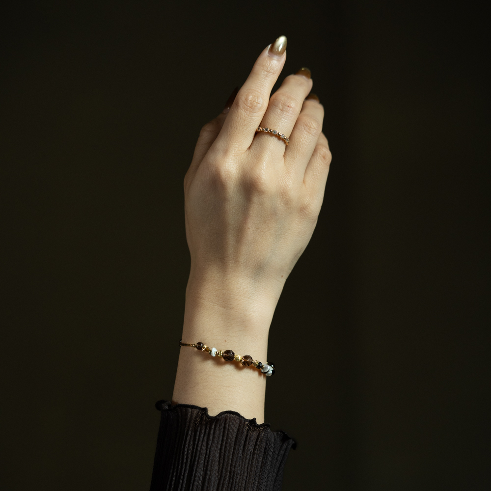 醇焠｜茶晶珍珠沙弗萊手鍊 C1687