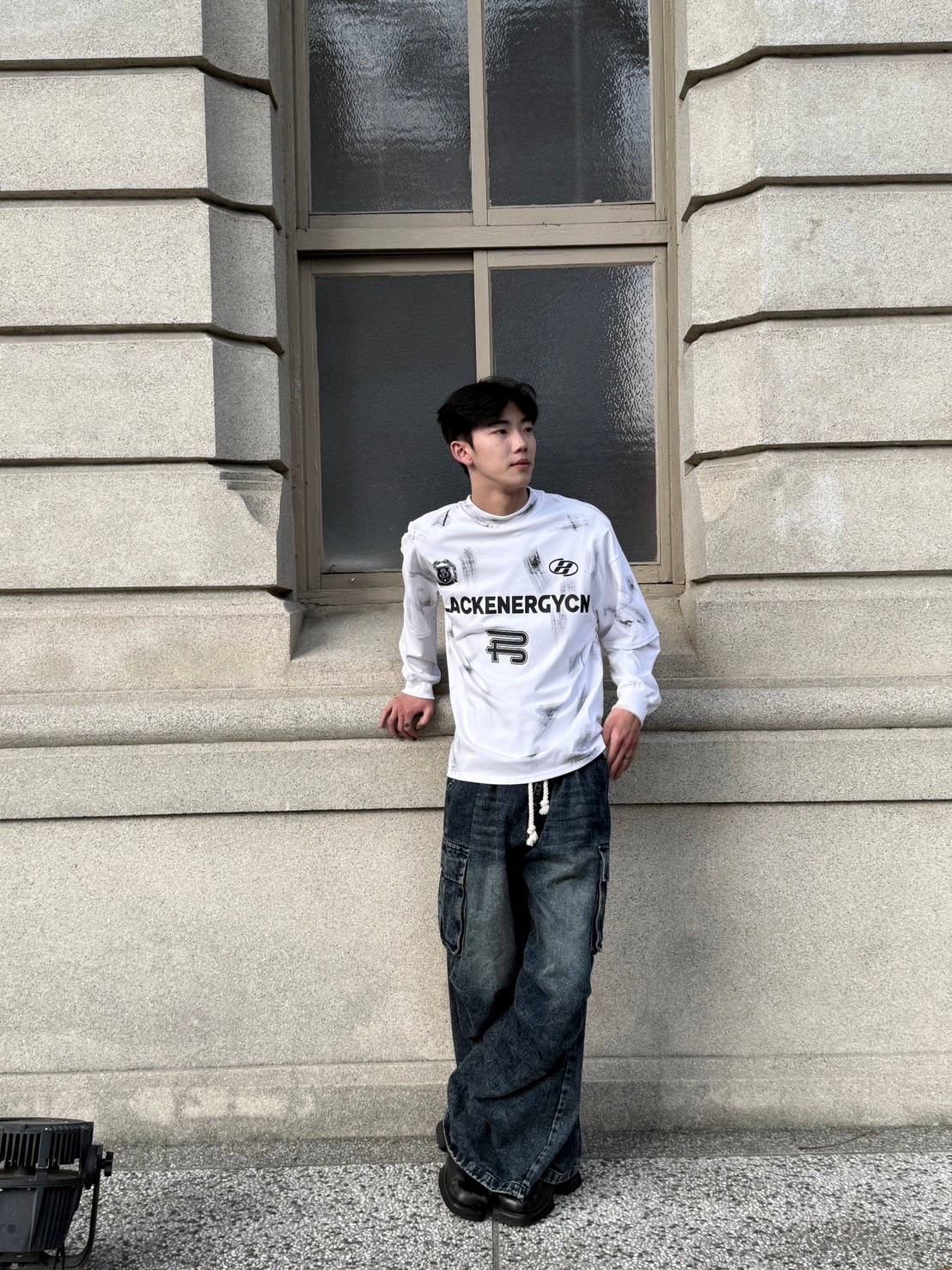 (GOAL) blackenergy 美式 街頭 假兩件 塗鴉 寬鬆 長袖 長T bc570