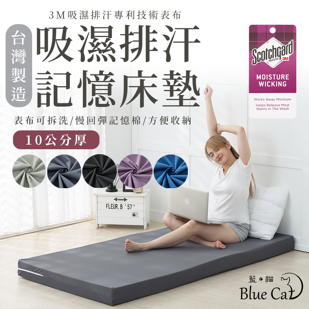 【藍貓Blue cat】慢回彈記憶棉床墊-厚度10公分