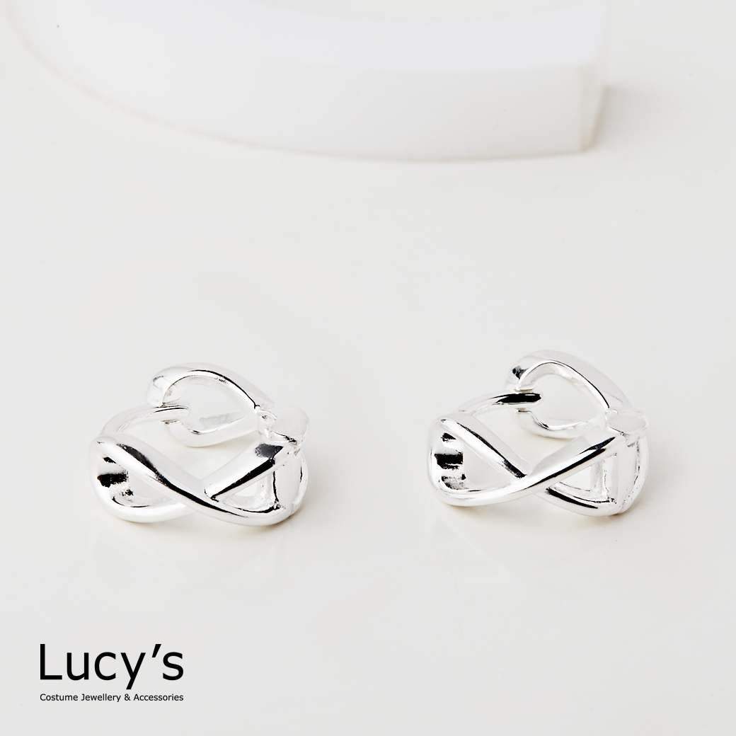 925純銀 雙無限 易扣耳環 (101034)