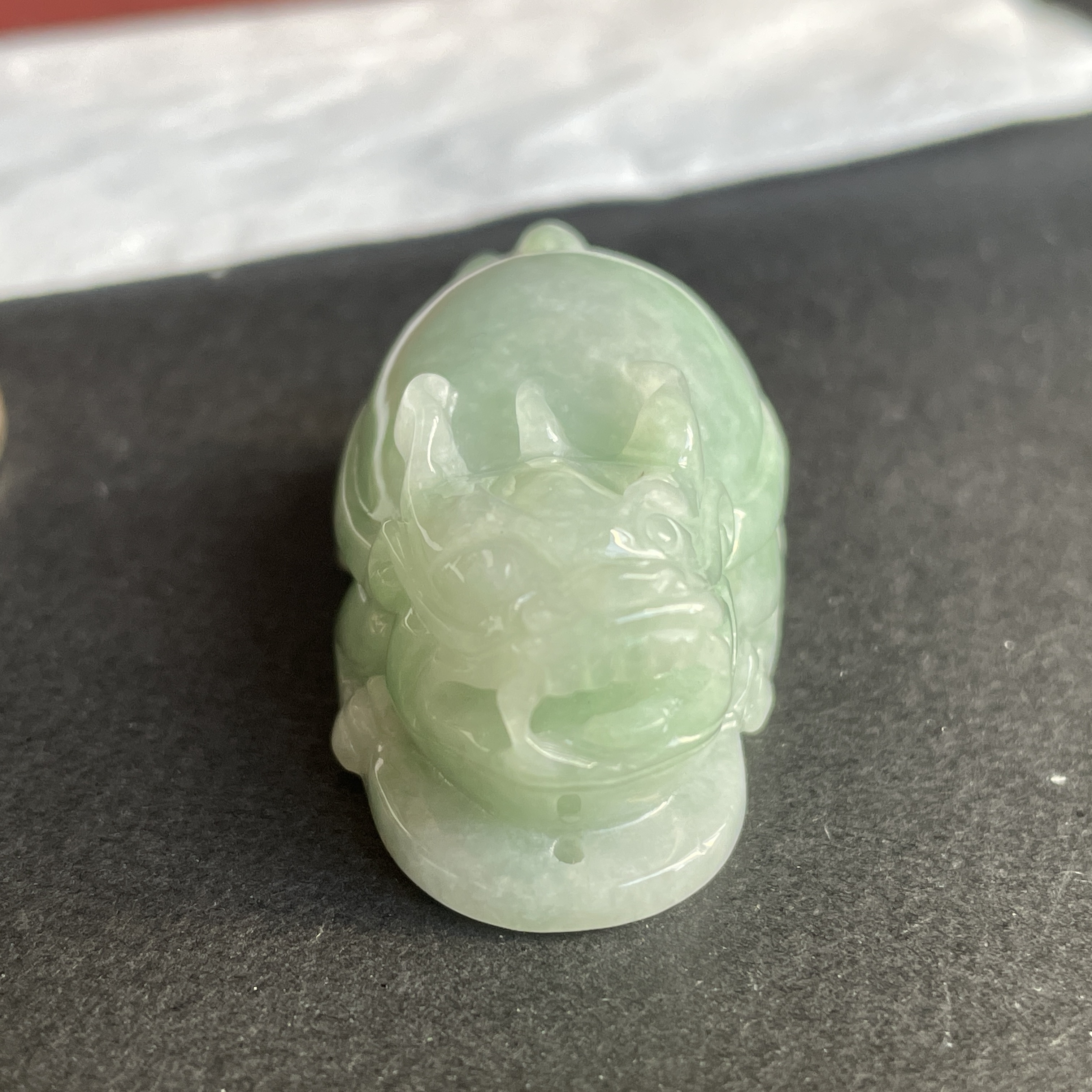 J2345 翡翠冰綠龍龜吊墜