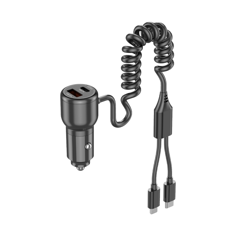 【Vyvylabs】66W閃充雙路彈簧快充車載充電器 USB+Type-C孔