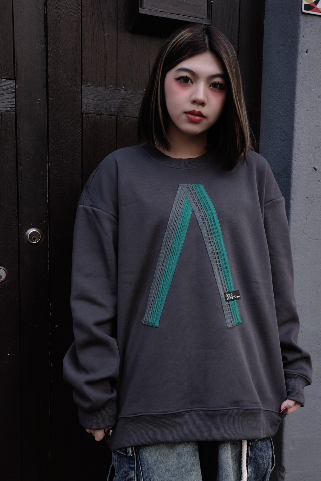 ADM 素面針織線條大學tee 內刷毛 89306