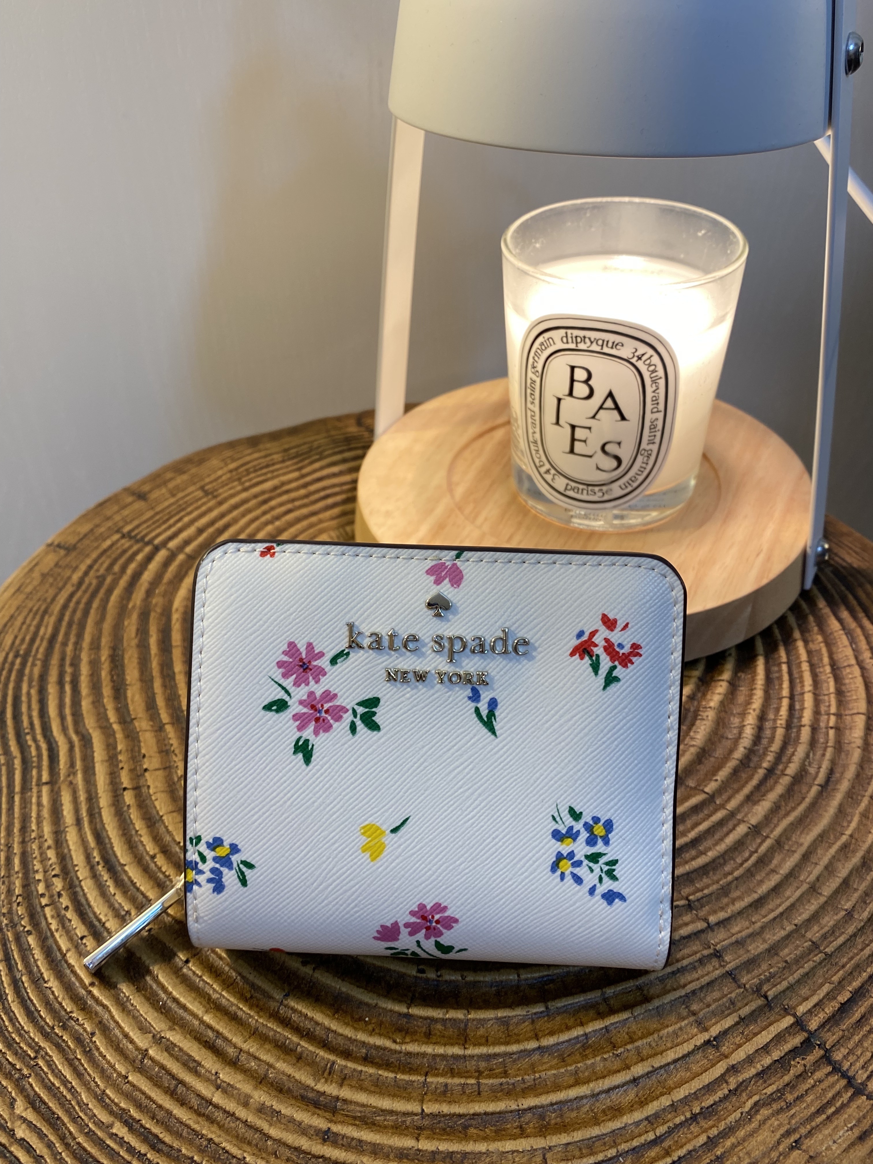 美國現貨 Kate Spade Staci Garden Bouquet Small Zip Around Wallet - Cream