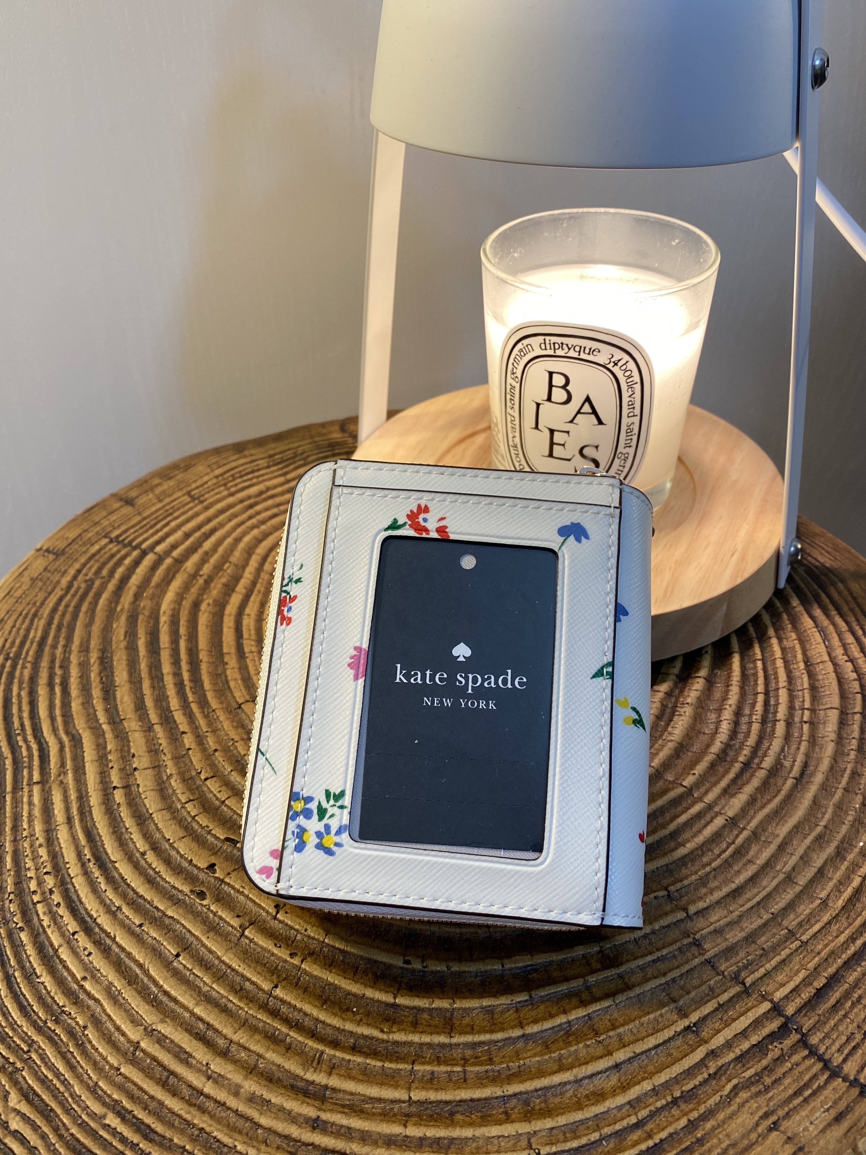 美國現貨 Kate Spade Staci Garden Bouquet Small Zip Around Wallet - Cream