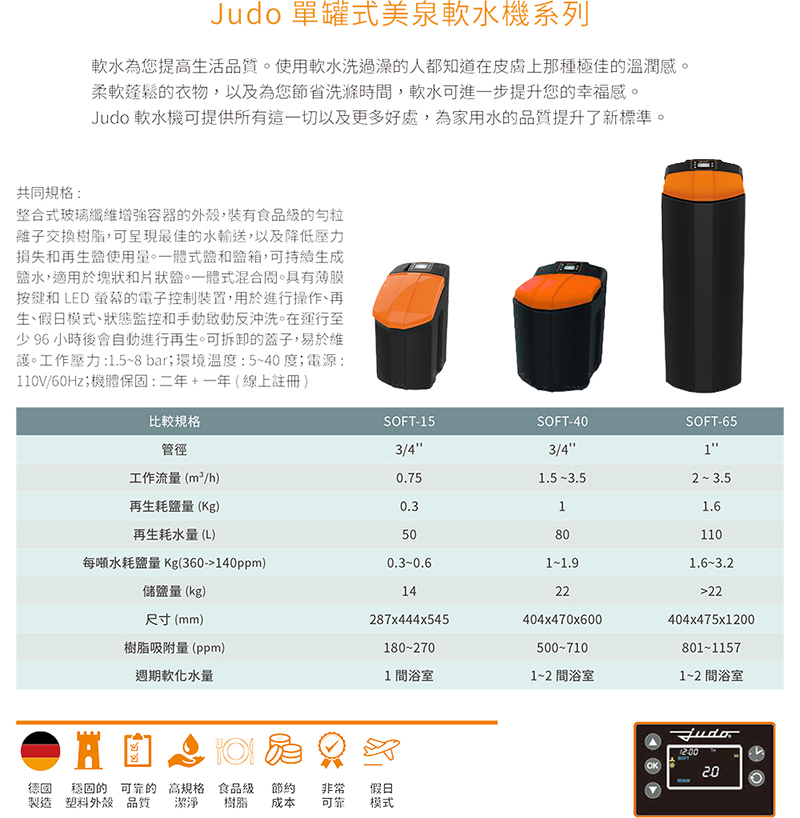 單罐式美泉軟水機 SOFT-15