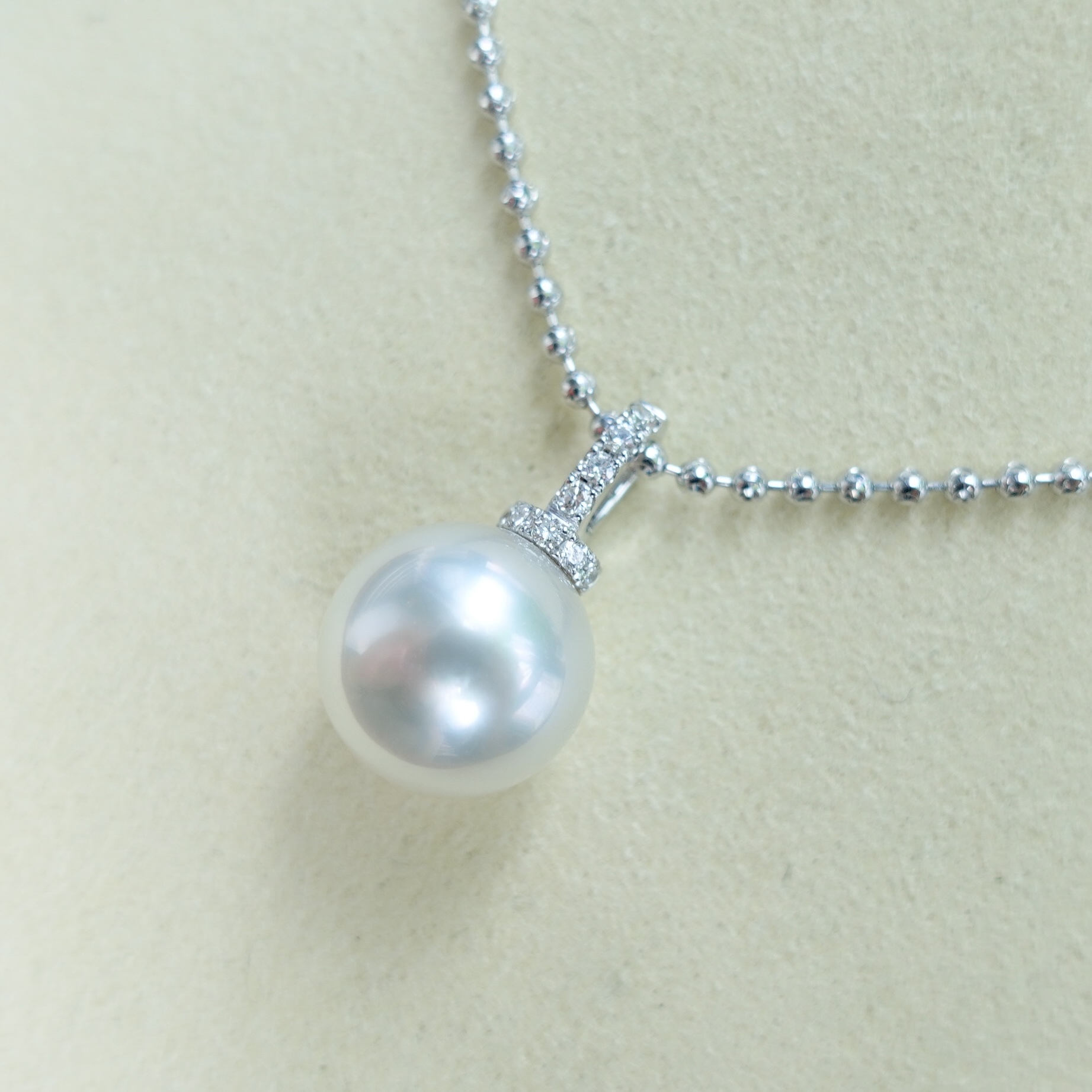 18K金澳洲白珠鑽石開口吊墜 (11-12mm)