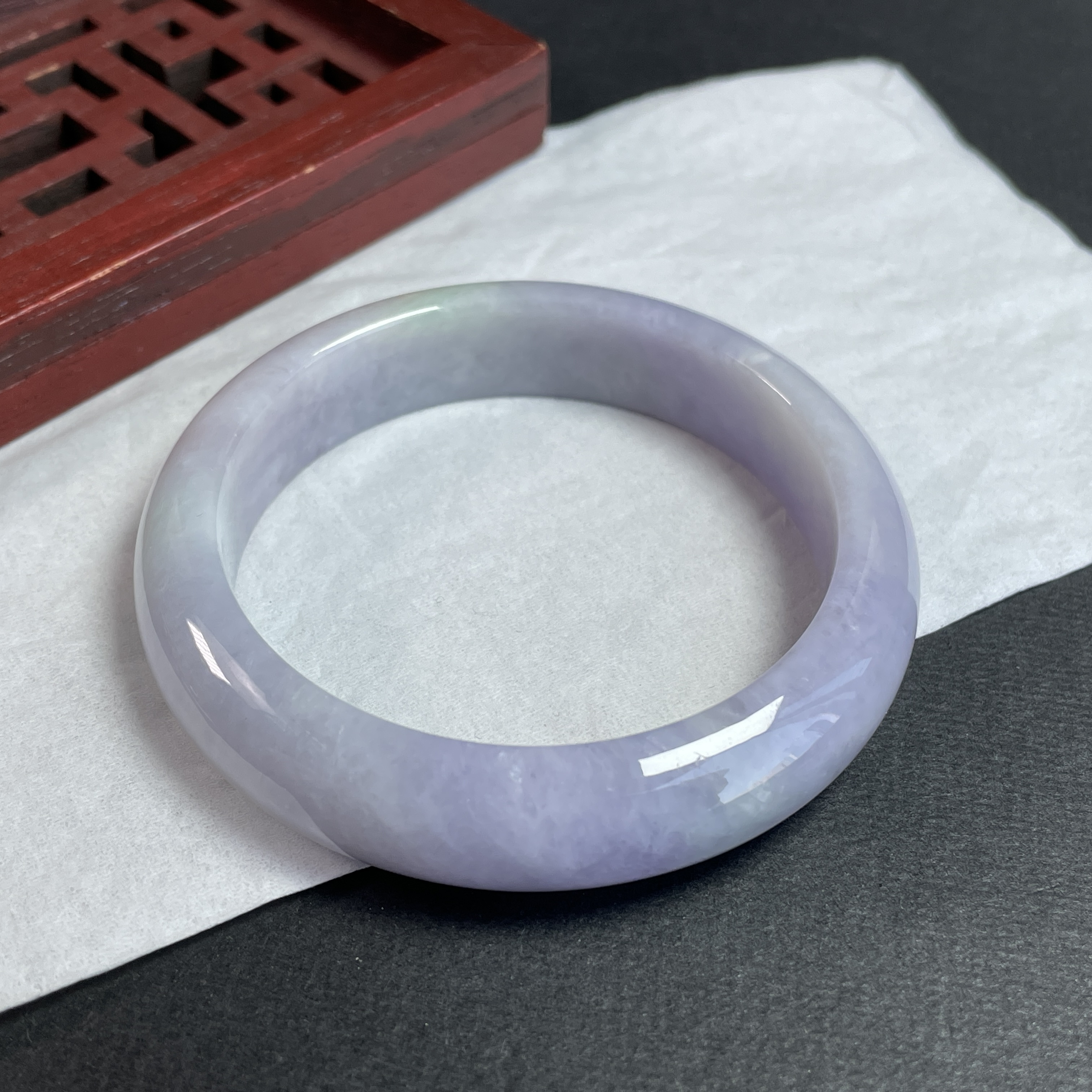 J1285 55.5mm冰糯紫羅蘭翡翠玉鐲