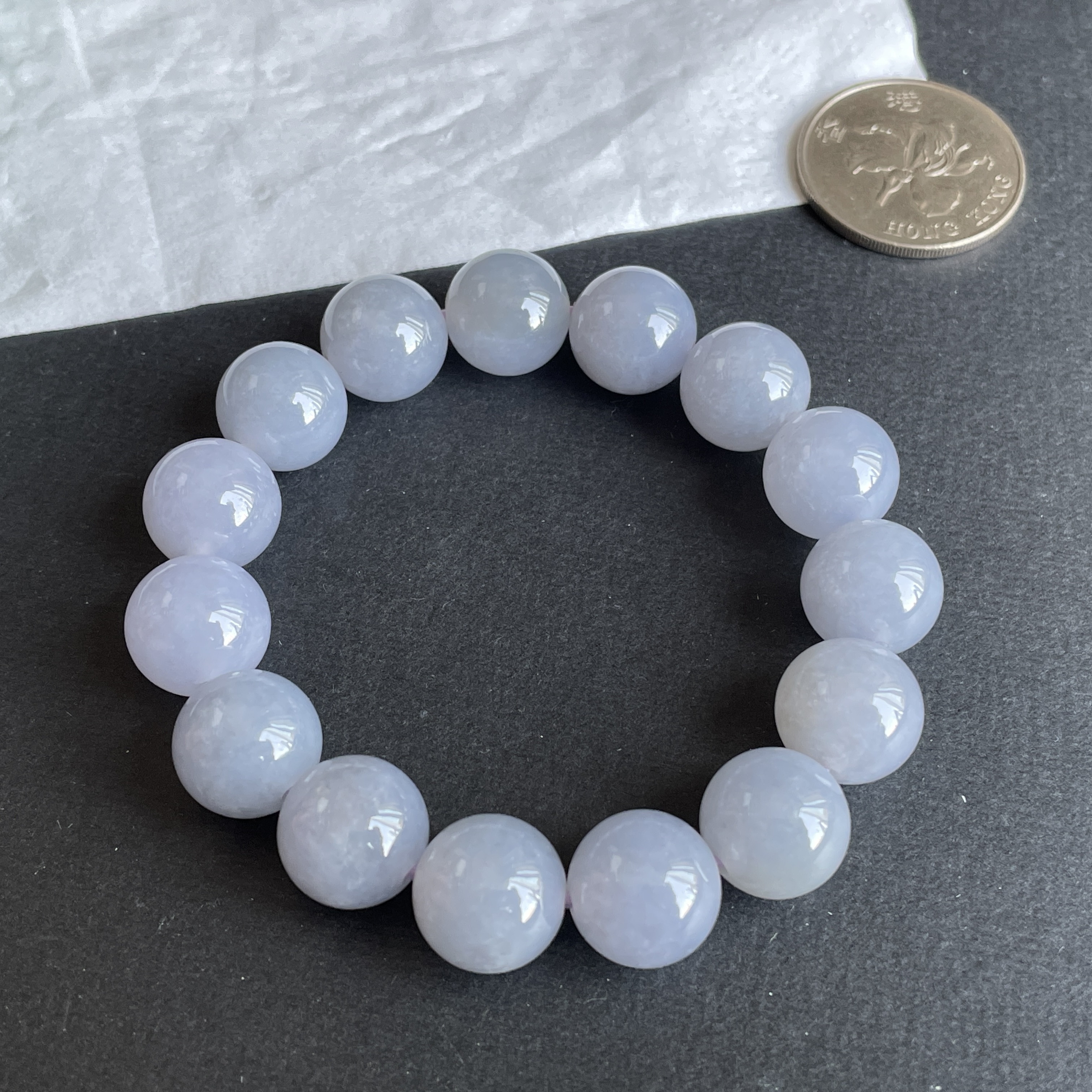 J2388 翡翠紫羅蘭手串 (12.8mm直徑)