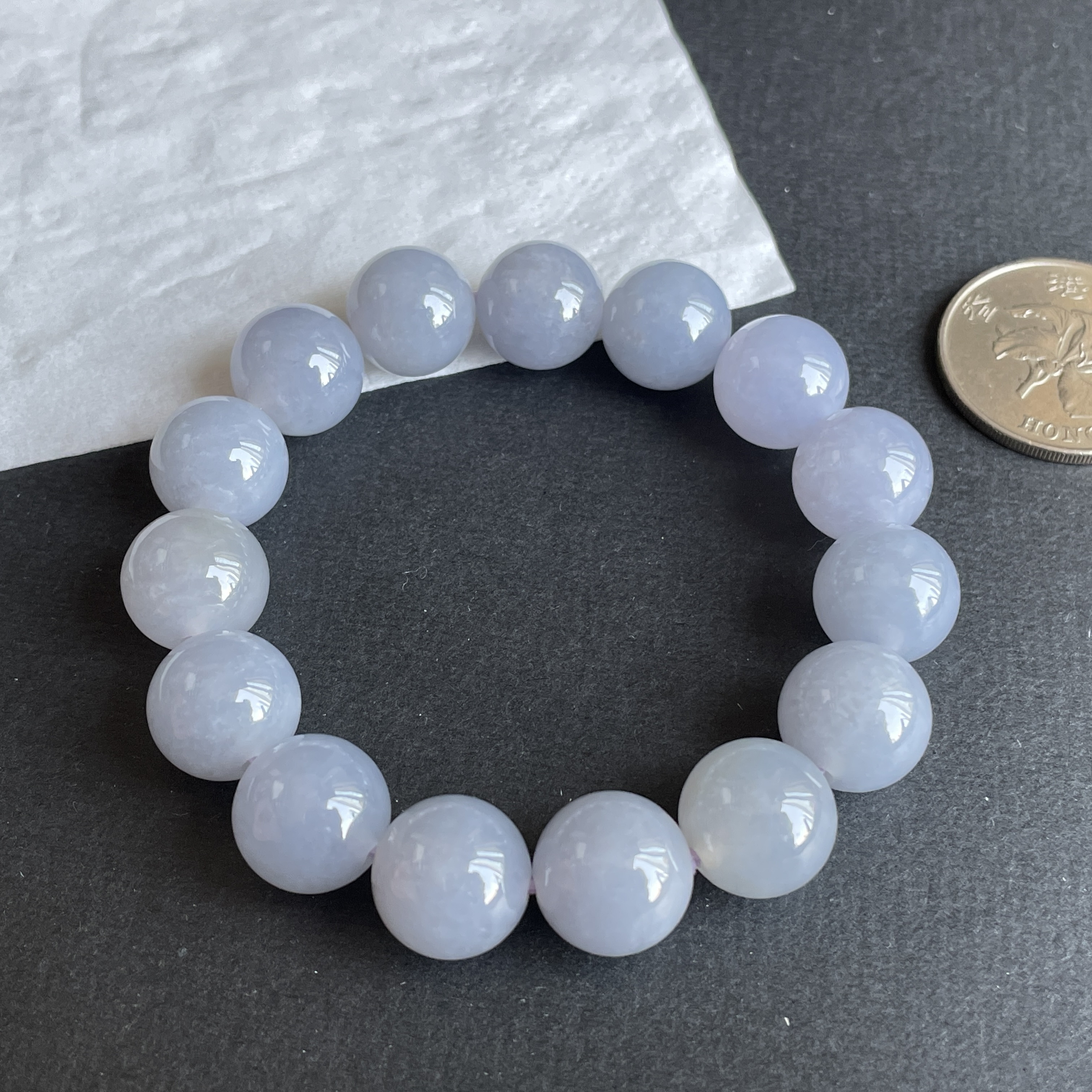 翡翠紫羅蘭手串 (12.8mm直徑),天然翡翠A玉, 緬甸玉, Jade, Jadeite
