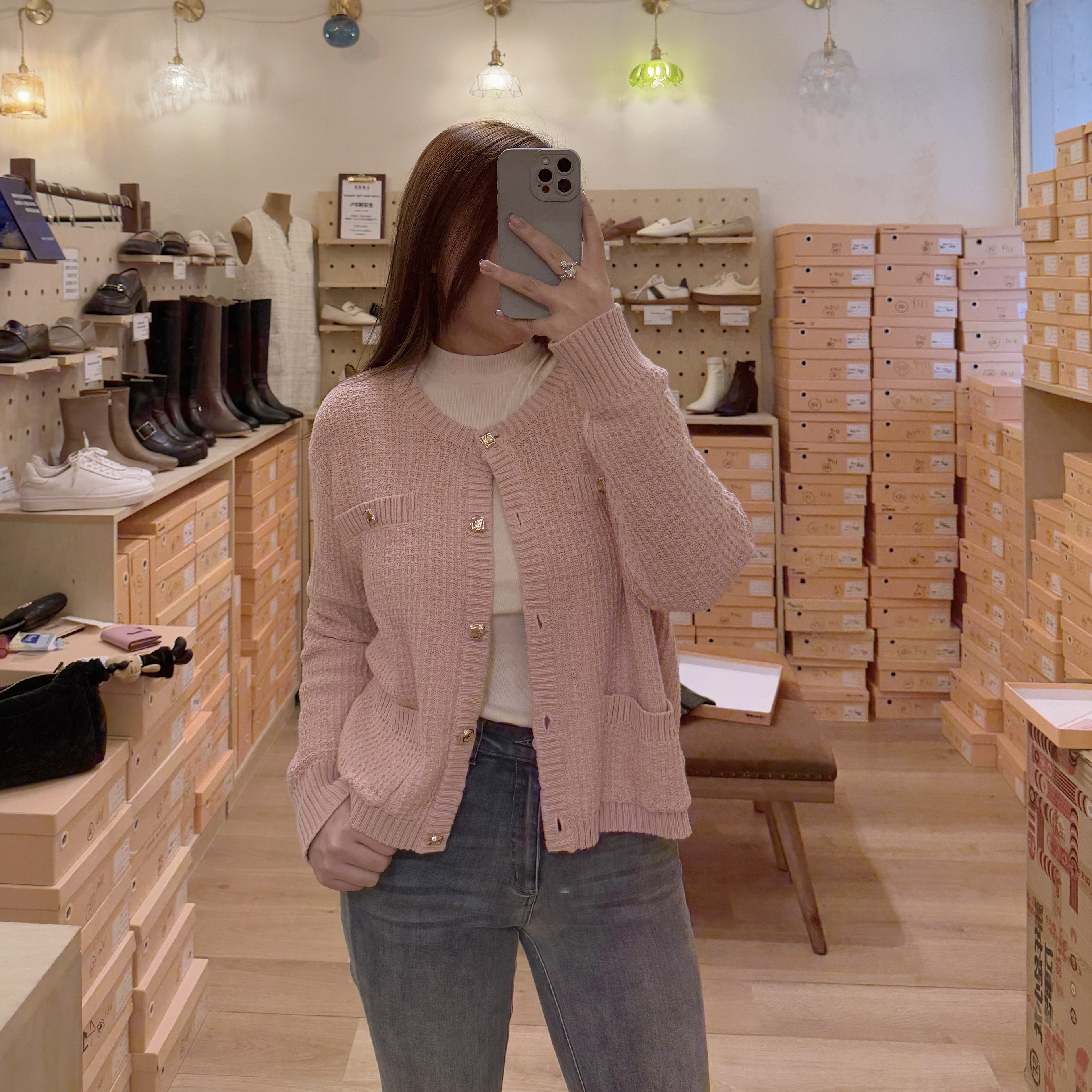 現貨 7145乾燥玫瑰粉紅針織外套