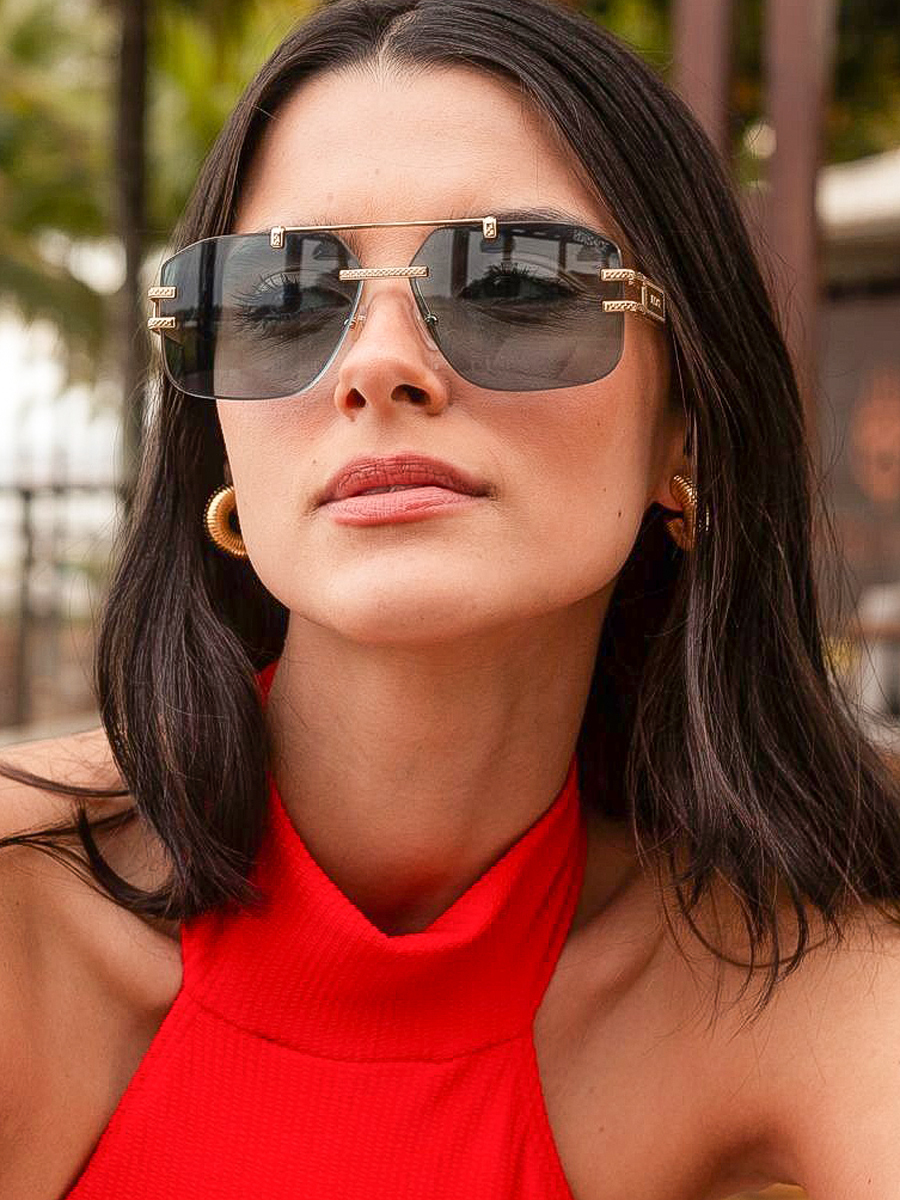 VERSACE 范思哲墨鏡潮流無框防紫外線飛行員太陽眼鏡