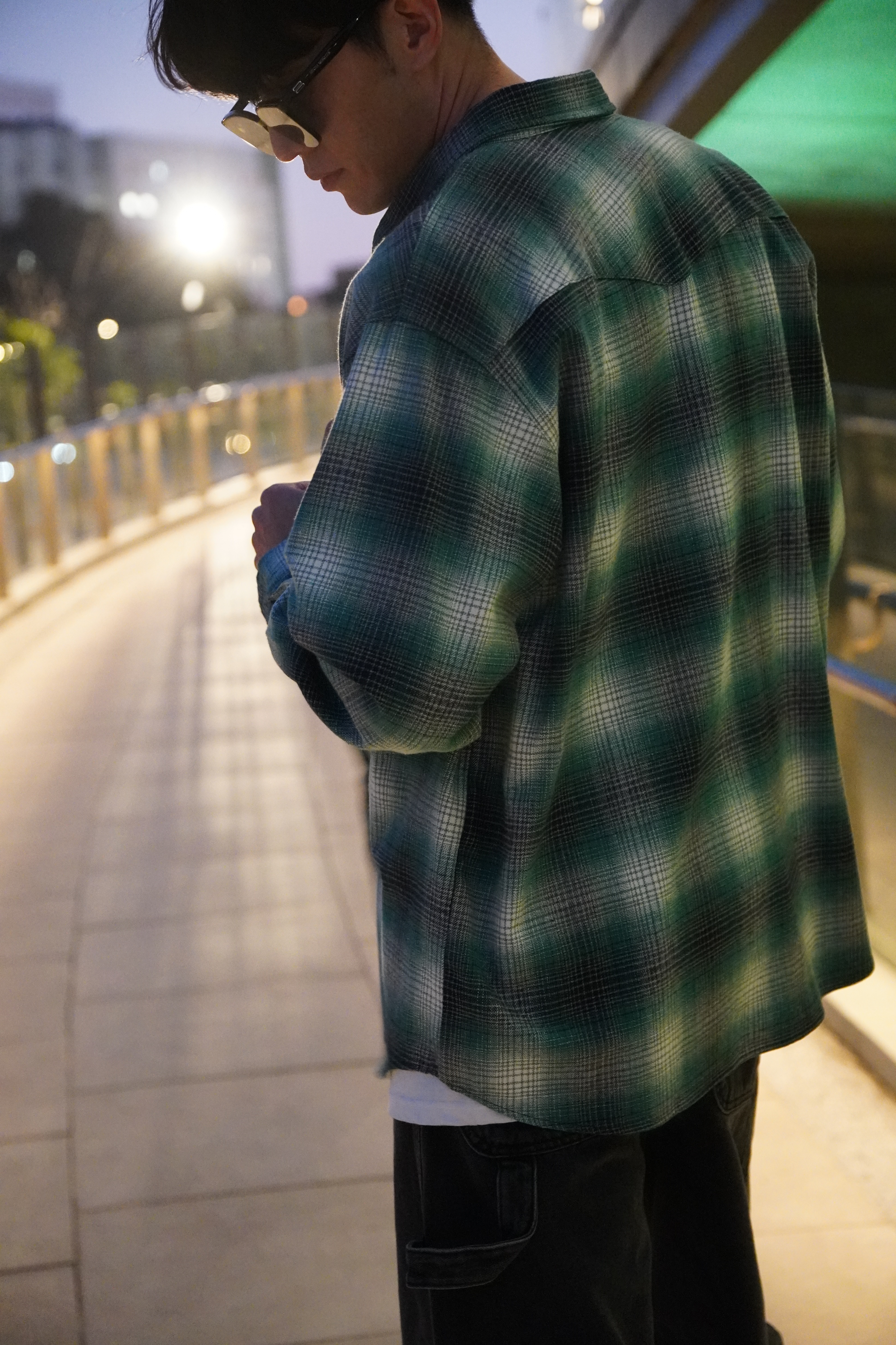 韓國 高磅復古 格紋襯衫