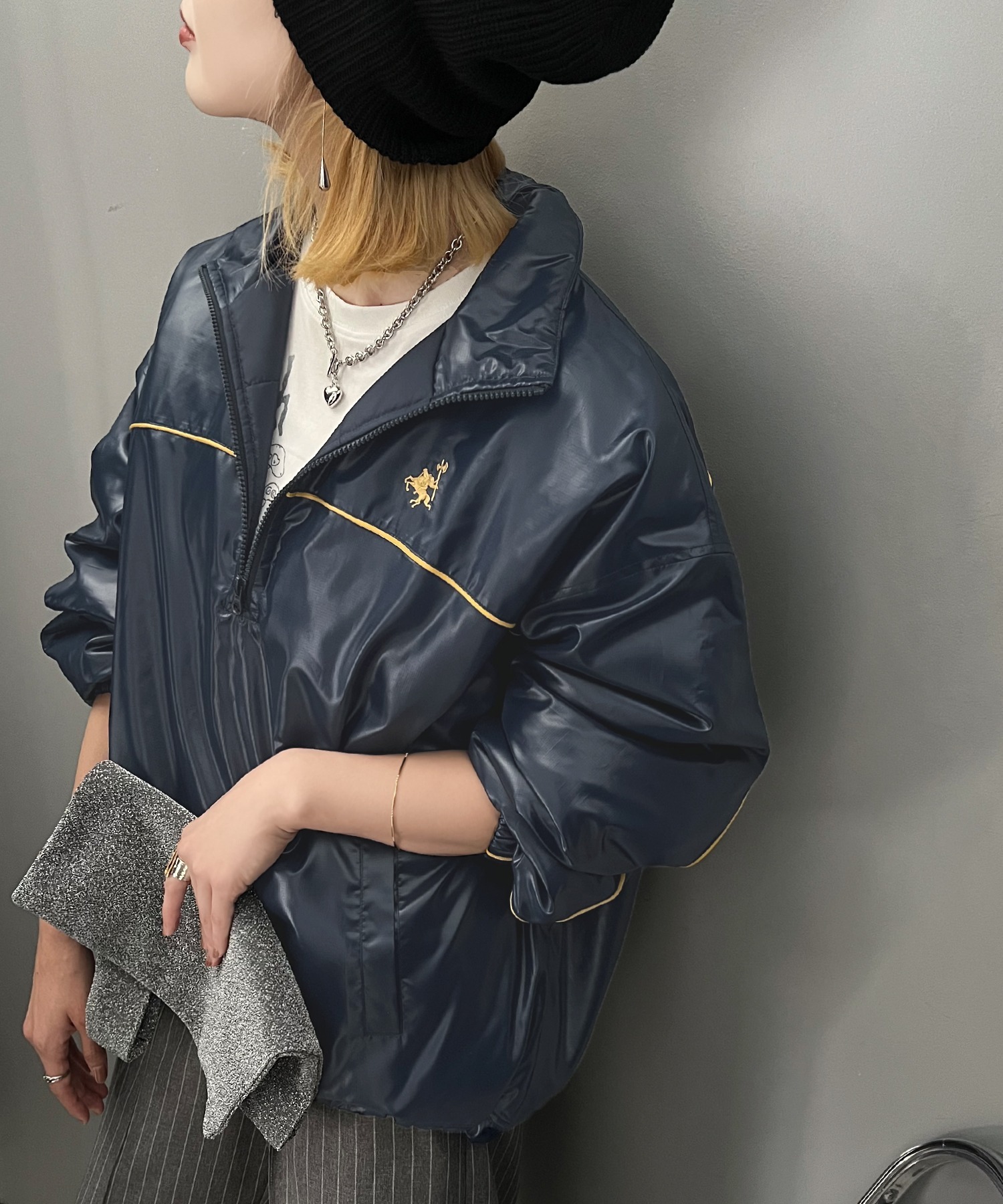 日本🇯🇵連線 Classical Elf 半拉鍊亮面運動外套 外套 寬鬆 高領 3色(任買兩件711免運)/預購