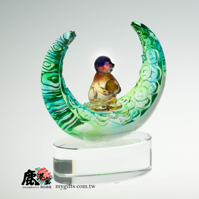 鹿港窯十二生肖琉璃擺飾｜鈴羊角造型｜傳承文化的璀璨藝術與吉祥祝福