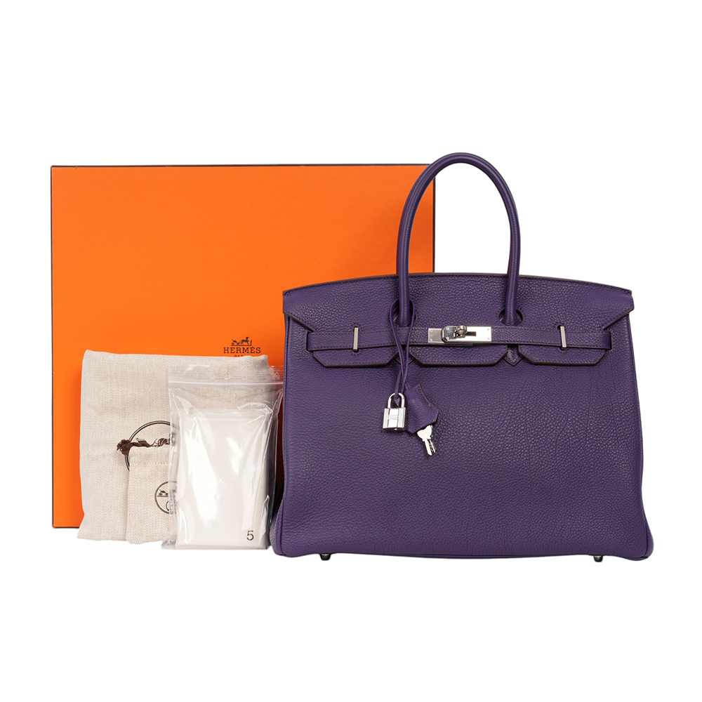Birkin 35cm 銀釦 Togo皮 手提包(鳶尾紫) B10 方框N