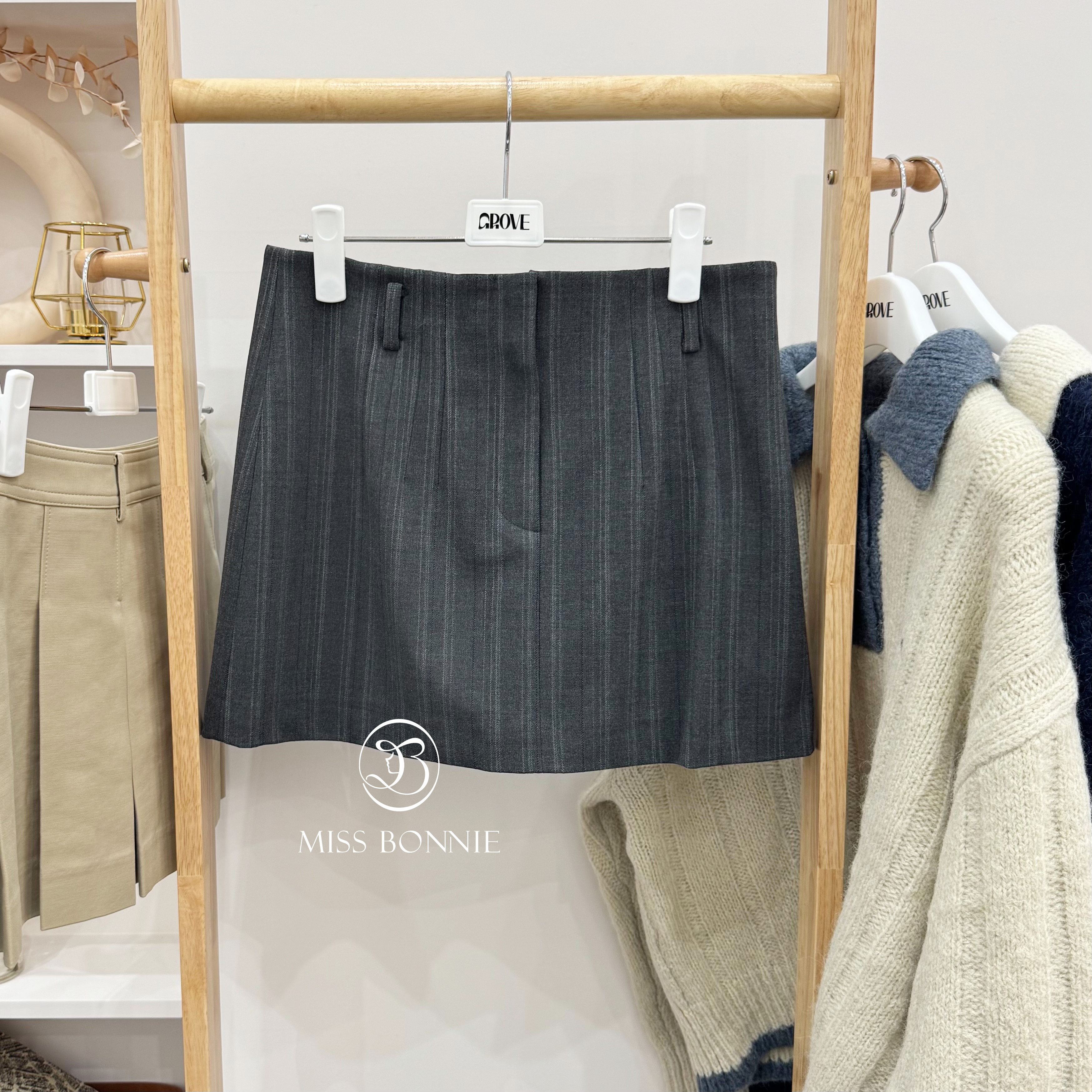 GROVE細條紋西裝褲裙