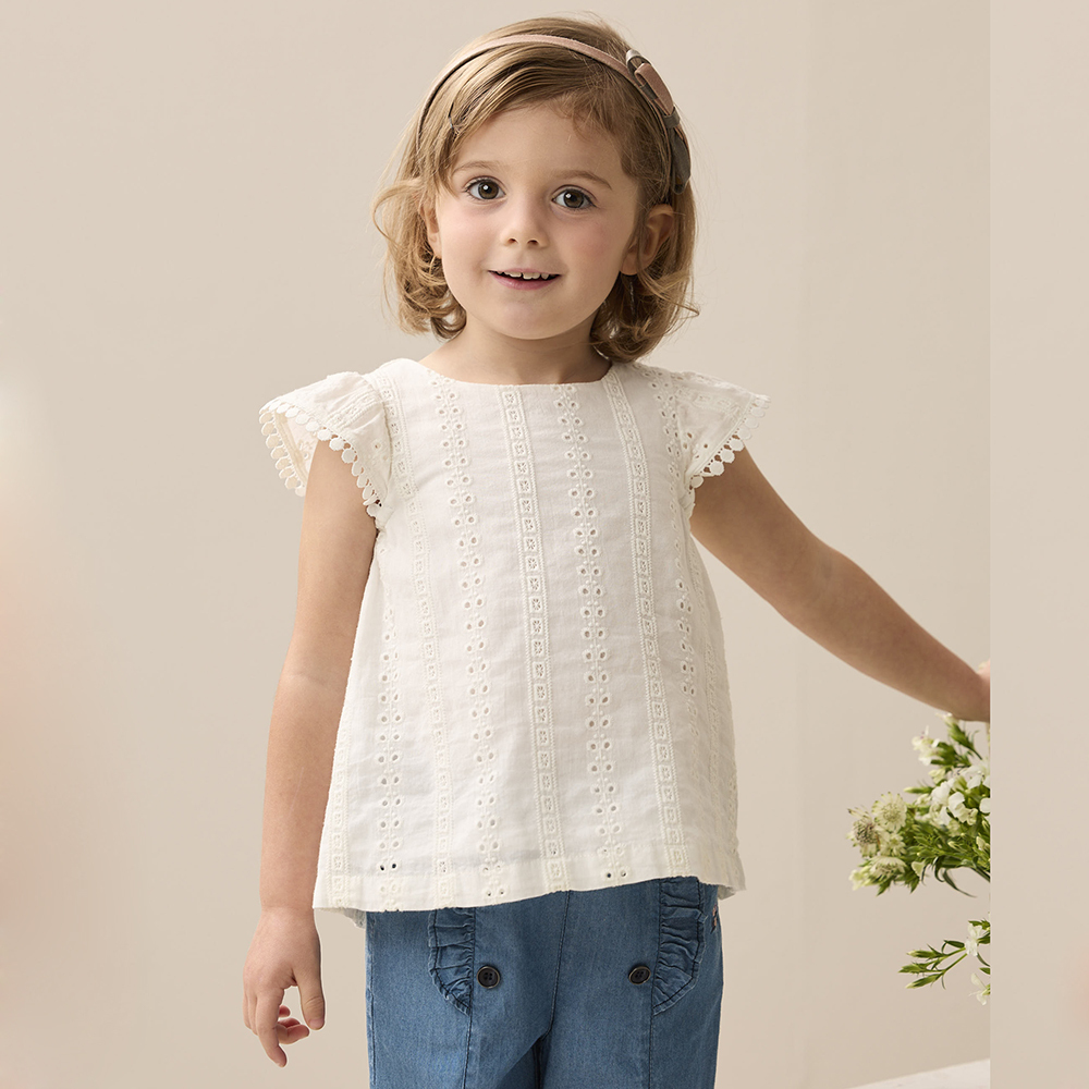 PIPPY 簡約典雅彈性棉短袖上衣 白