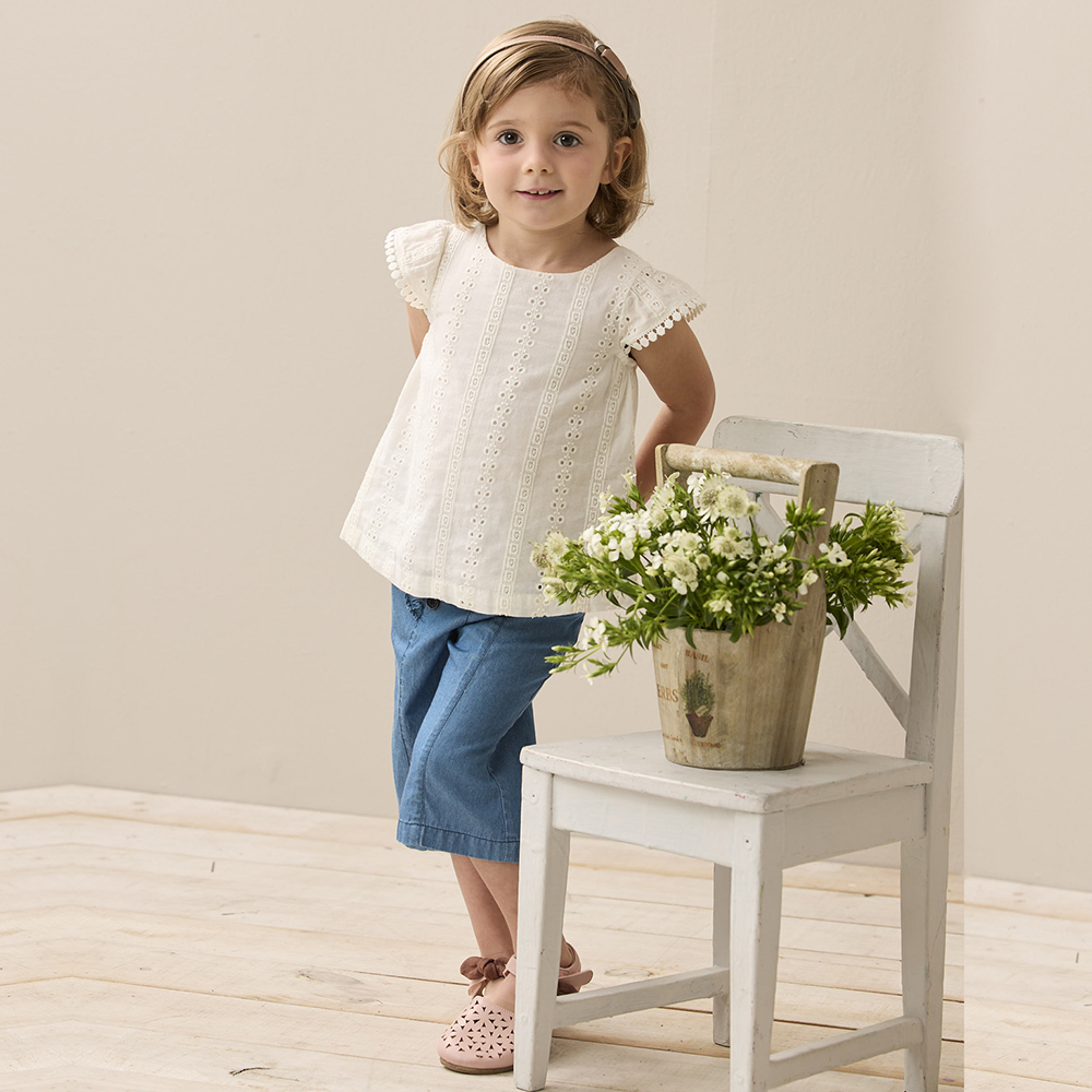 PIPPY 簡約典雅彈性棉短袖上衣 白