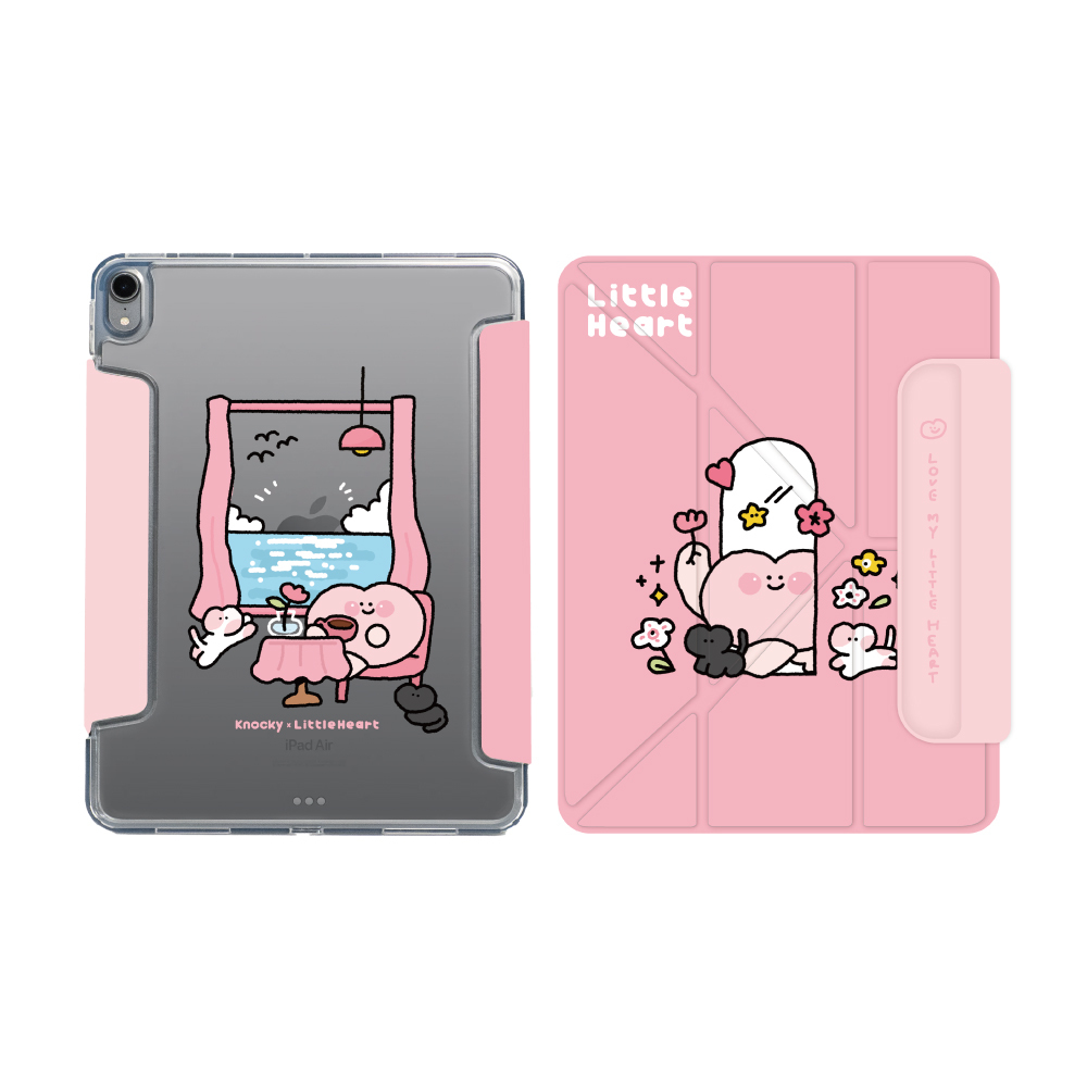 【Knocky x 小心臟】『小心臟登場！』iPad Air/Pro/mini 多折搭扣平板保護殼 (Y折式/右側鏤空)