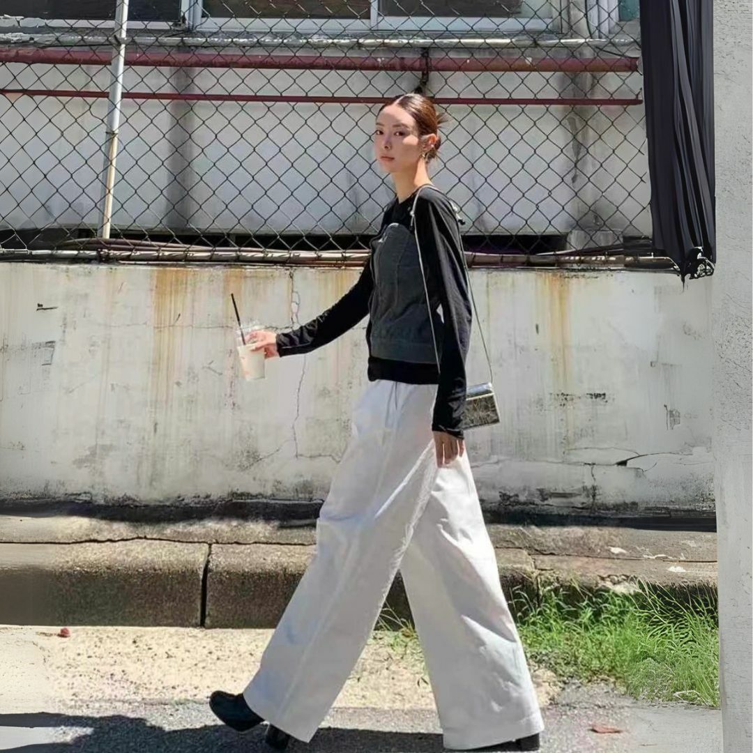 打褶西裝闊腿褲