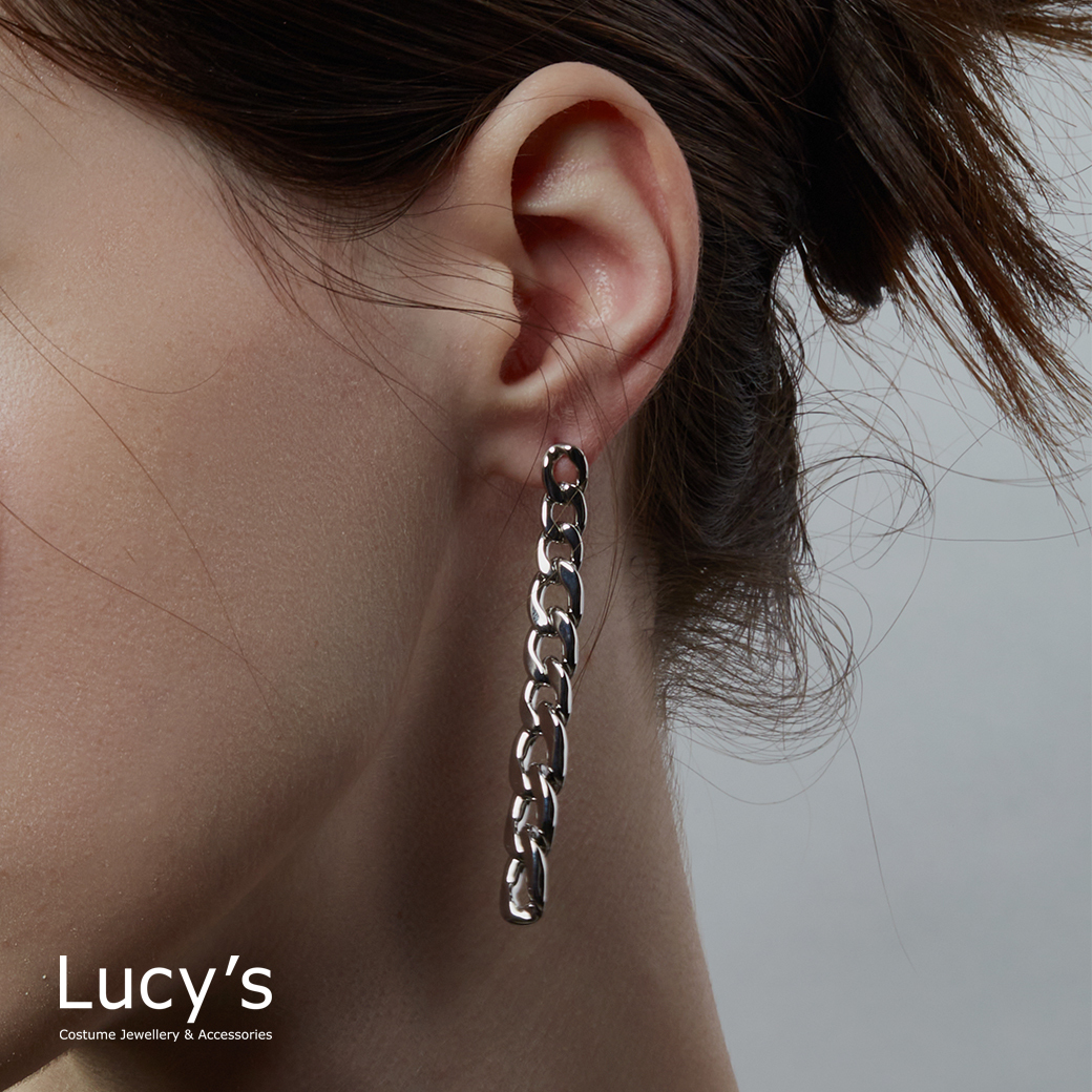 簡約長扁鍊 耳環 (二色) (120234/120235)