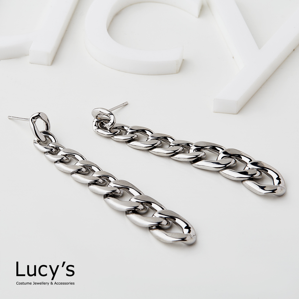 簡約長扁鍊 耳環 (二色) (120234/120235)