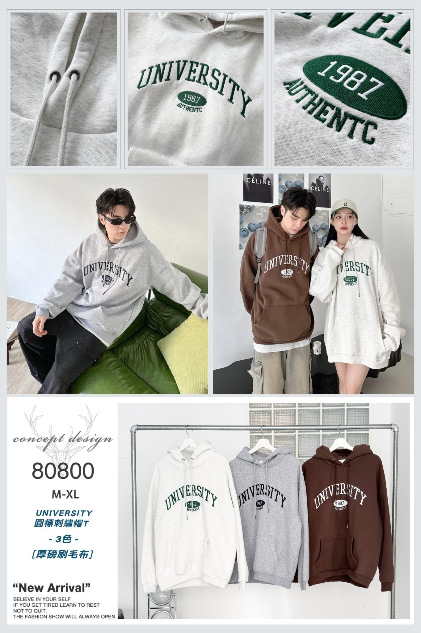 University 圓標刺繡帽T 80800