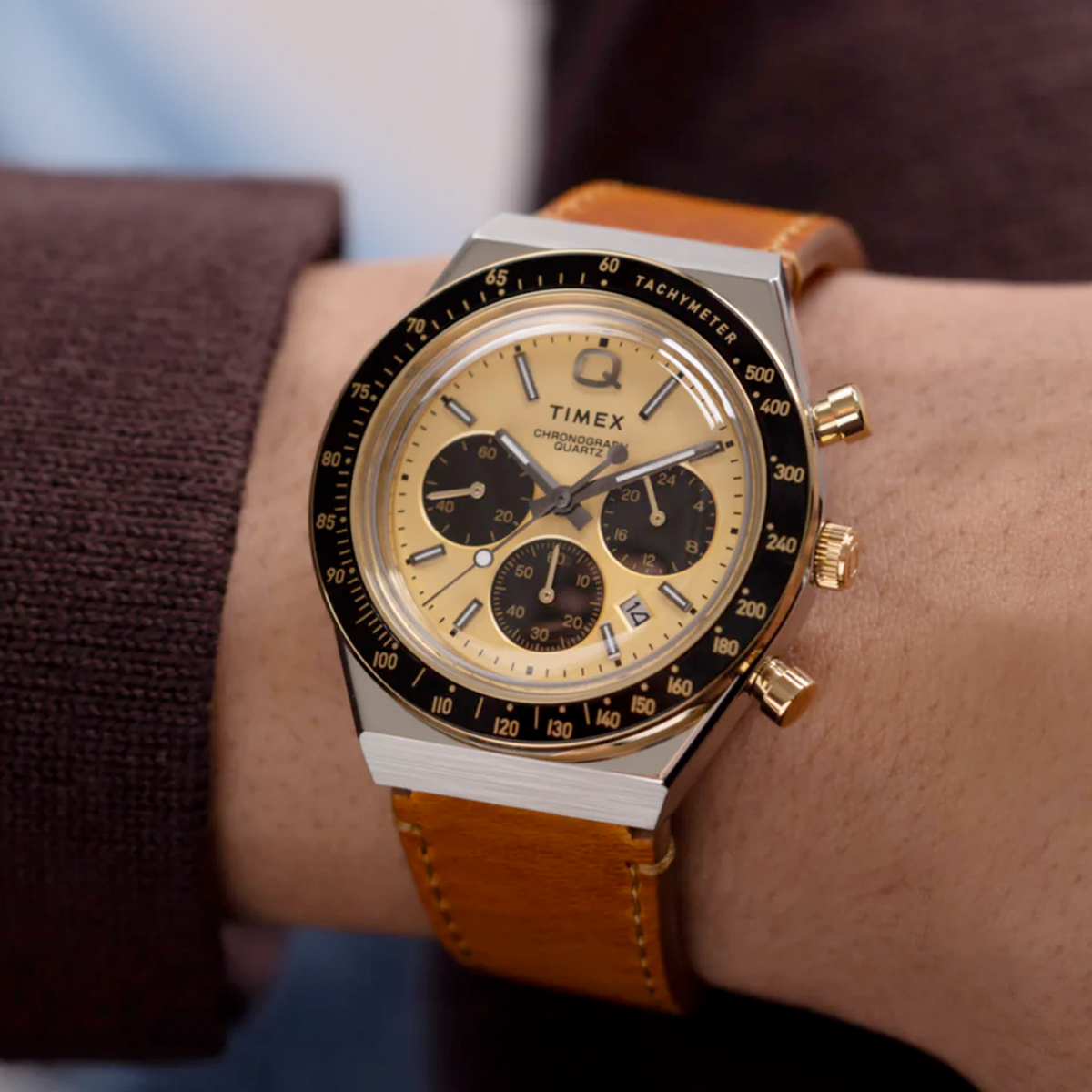 Q Timex Chronograph TW2W64400 40mm 復古款 皮帶石英錶