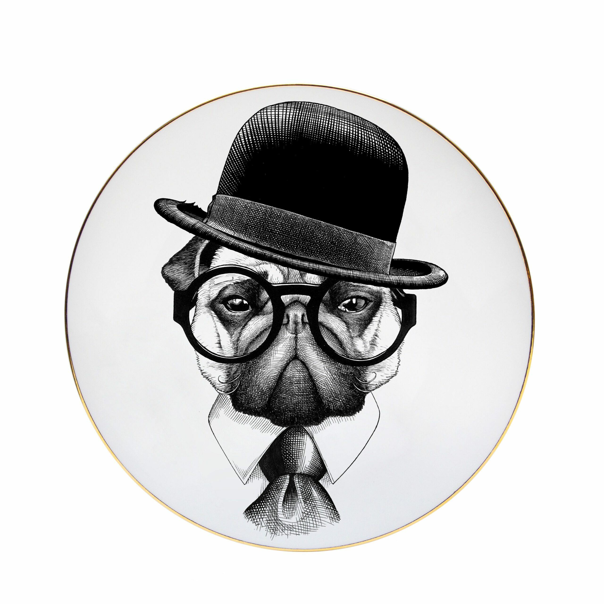 戴著眼鏡的紳士哈巴21公分點心盤