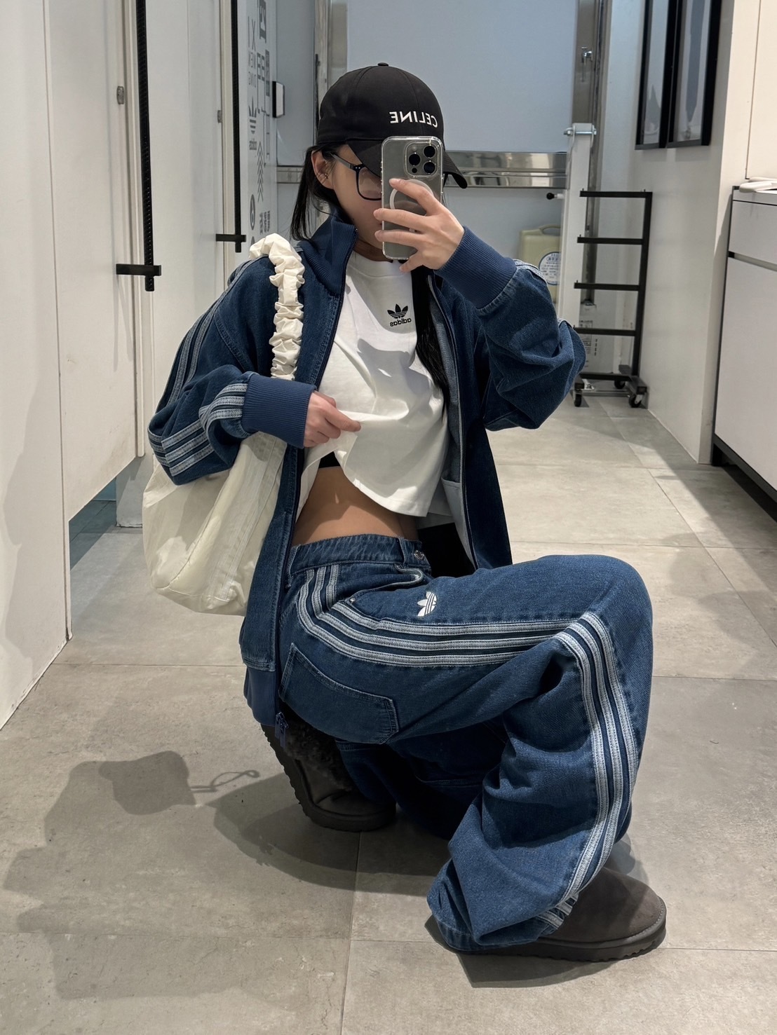 Adidas Originals ADICOLOR FIREBIRD 牛仔長褲 牛仔藍/牛仔黑