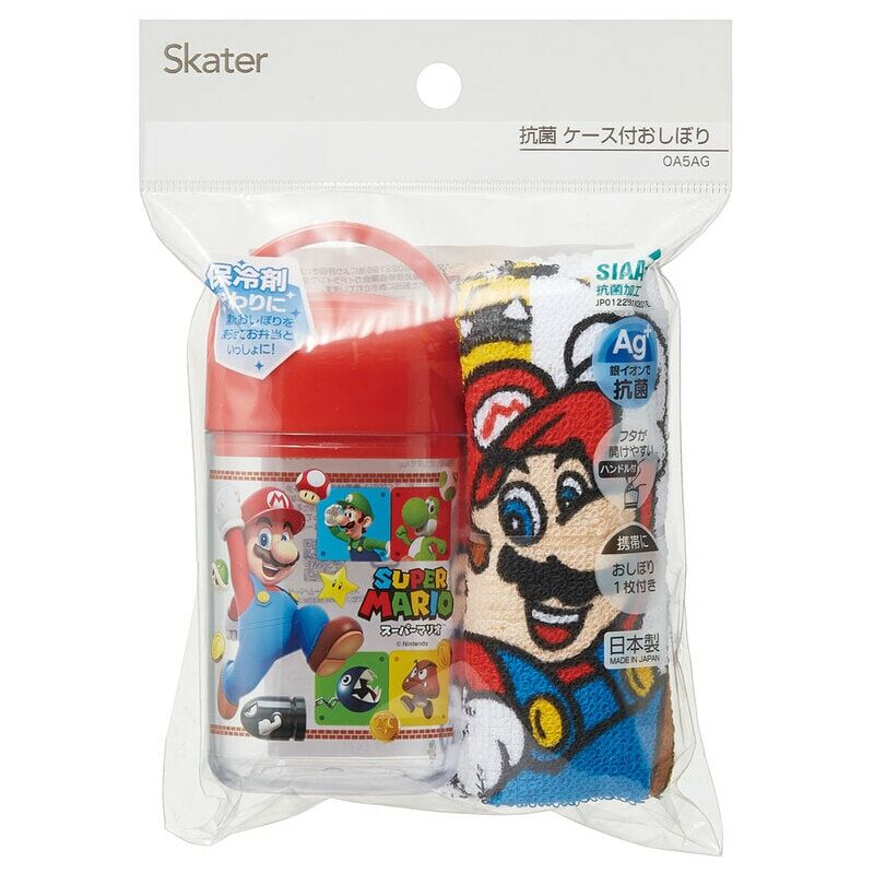 【Skater】SUPER MARIO HAND TOWEL WITH ANTIBACTERIAL CASE