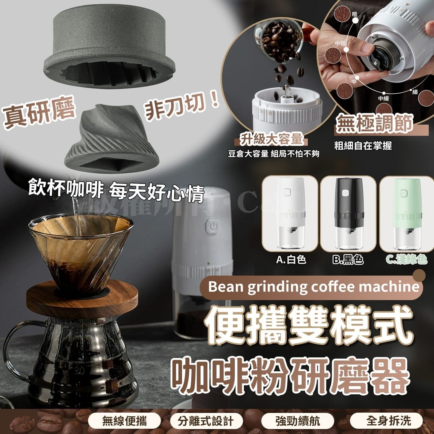 便攜雙模式咖啡粉研磨器