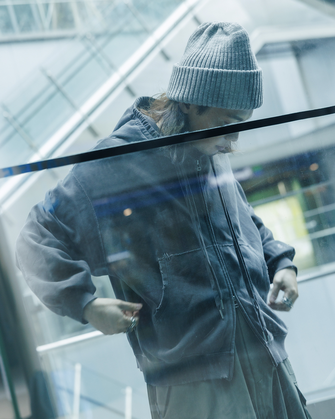 ICON金屬銀牌 反摺厚磅毛帽－雪花灰